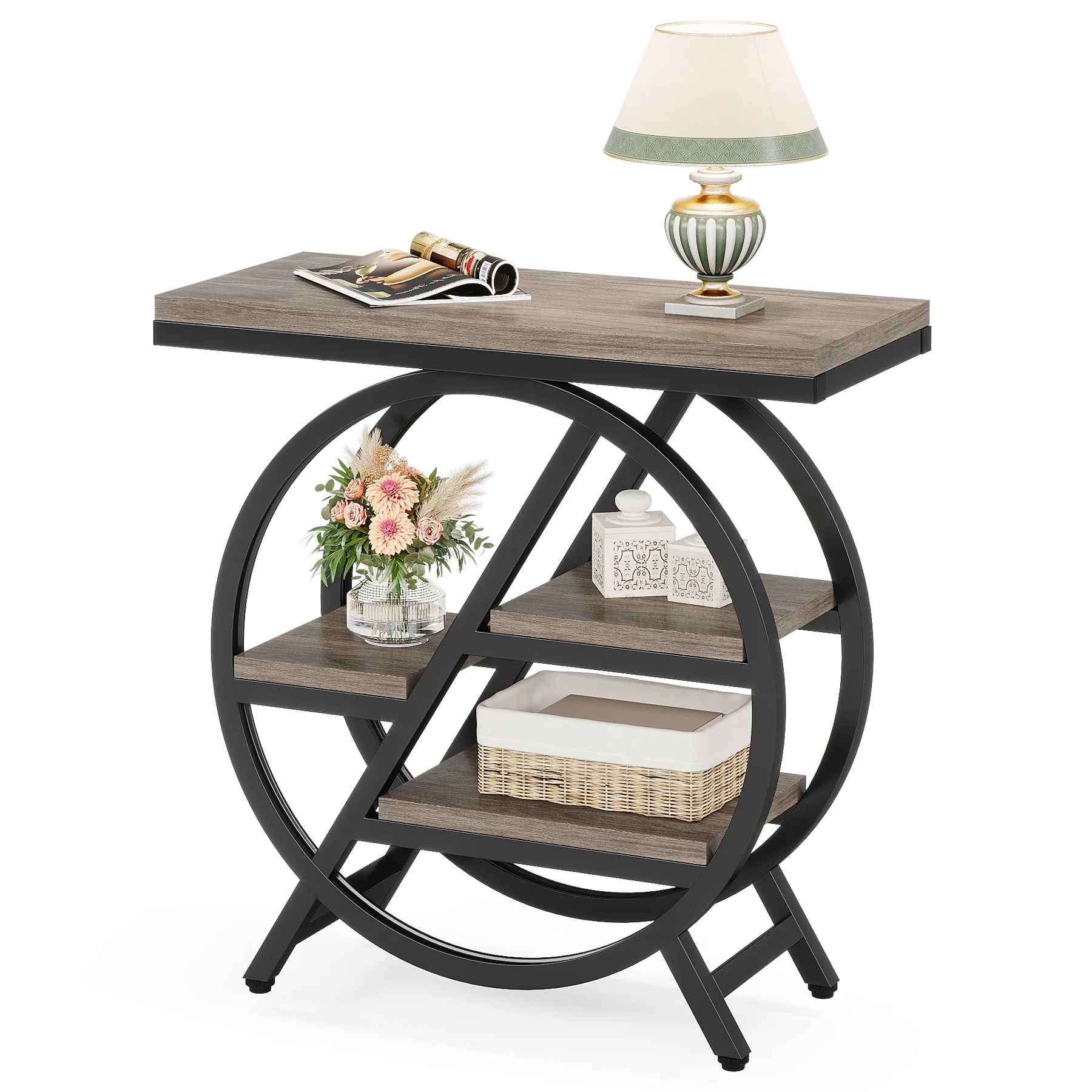 4-Tier End Table, Small Side Table Snack Table with Storage Shelves - Image 37