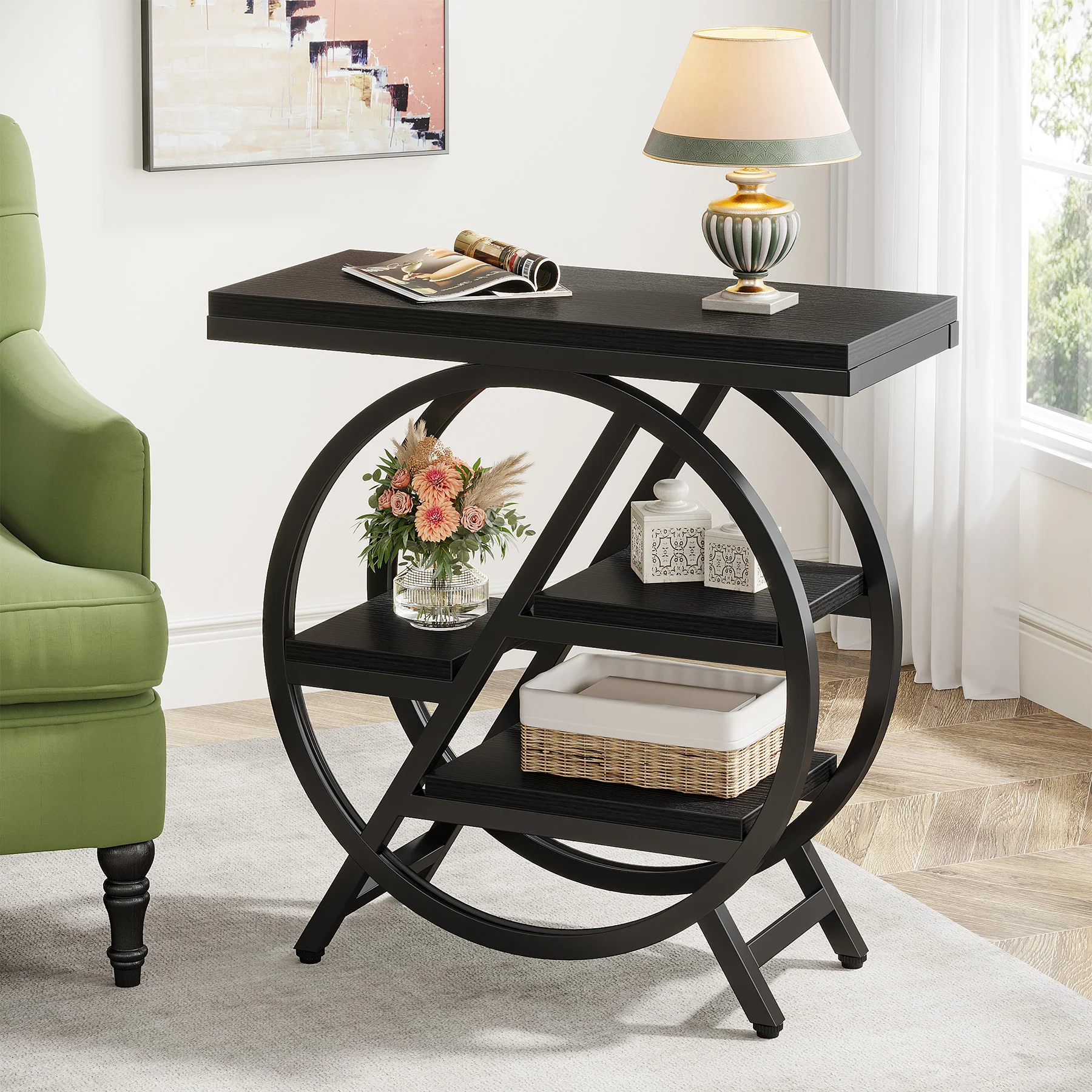 4-Tier End Table, Small Side Table Snack Table with Storage Shelves - Image 38