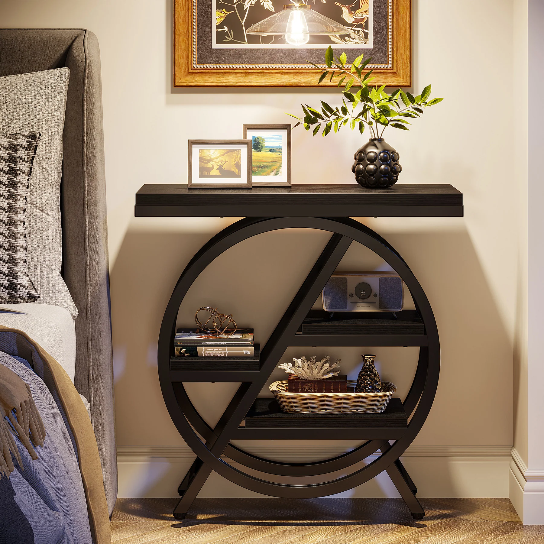 4-Tier End Table, Small Side Table Snack Table with Storage Shelves - Image 40