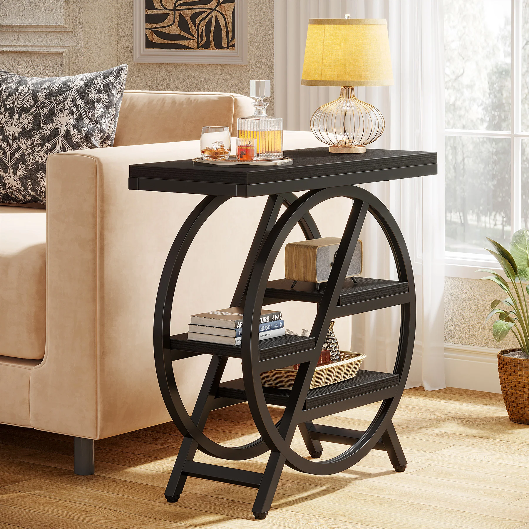 4-Tier End Table, Small Side Table Snack Table with Storage Shelves - Image 41