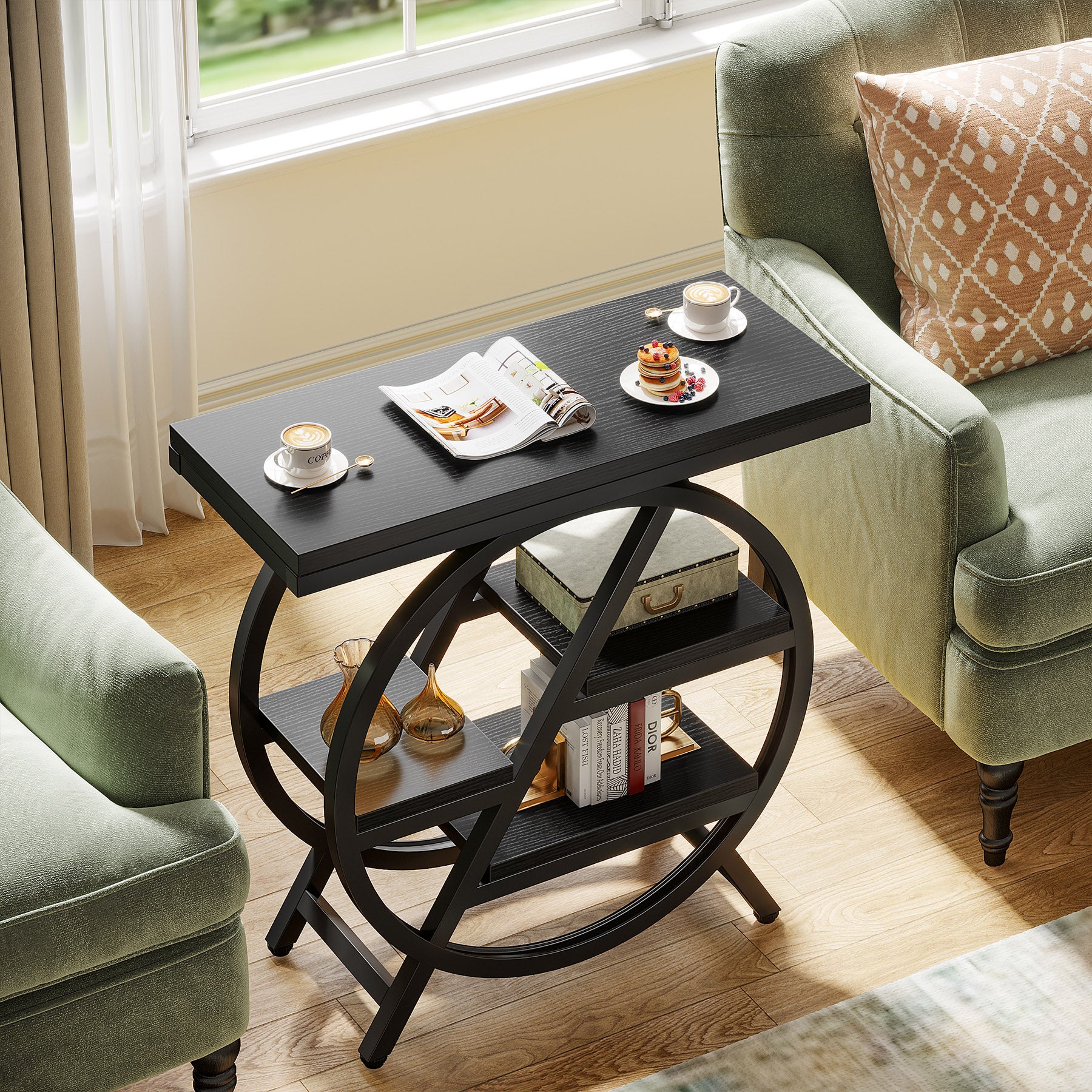 4-Tier End Table, Small Side Table Snack Table with Storage Shelves - Image 42
