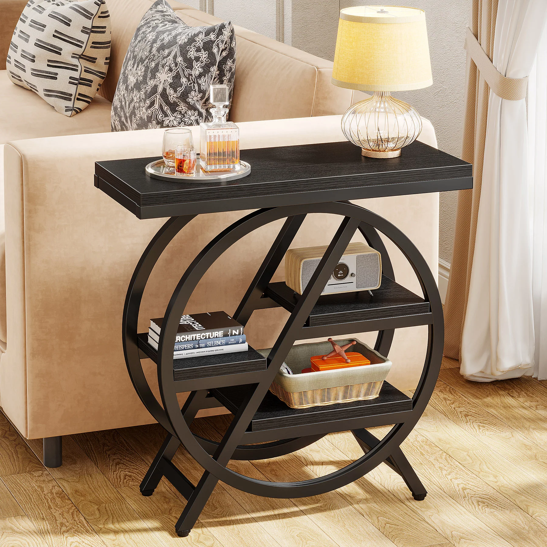 4-Tier End Table, Small Side Table Snack Table with Storage Shelves - Image 43