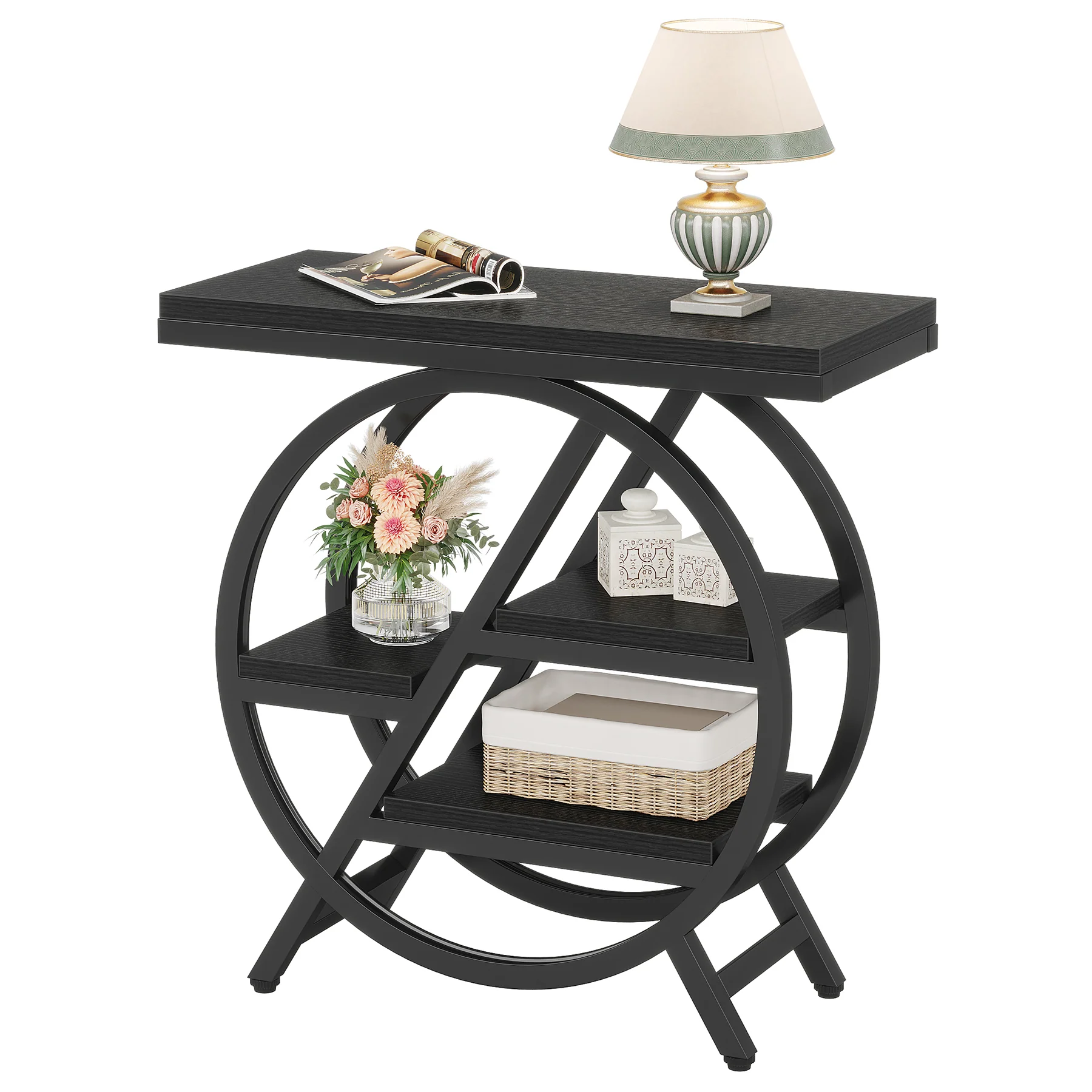4-Tier End Table, Small Side Table Snack Table with Storage Shelves - Image 45