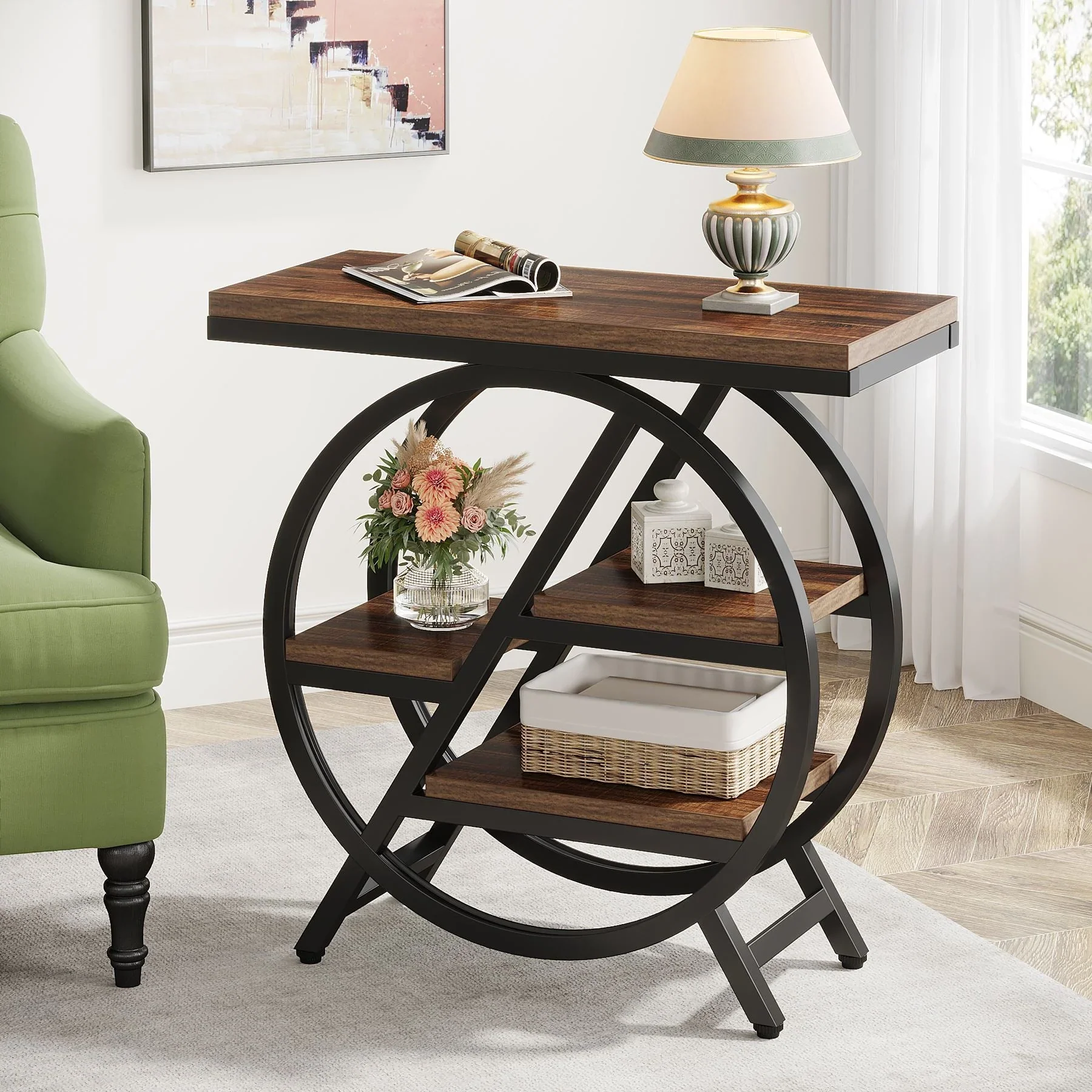 4-Tier End Table, Small Side Table Snack Table with Storage Shelves - Image 6