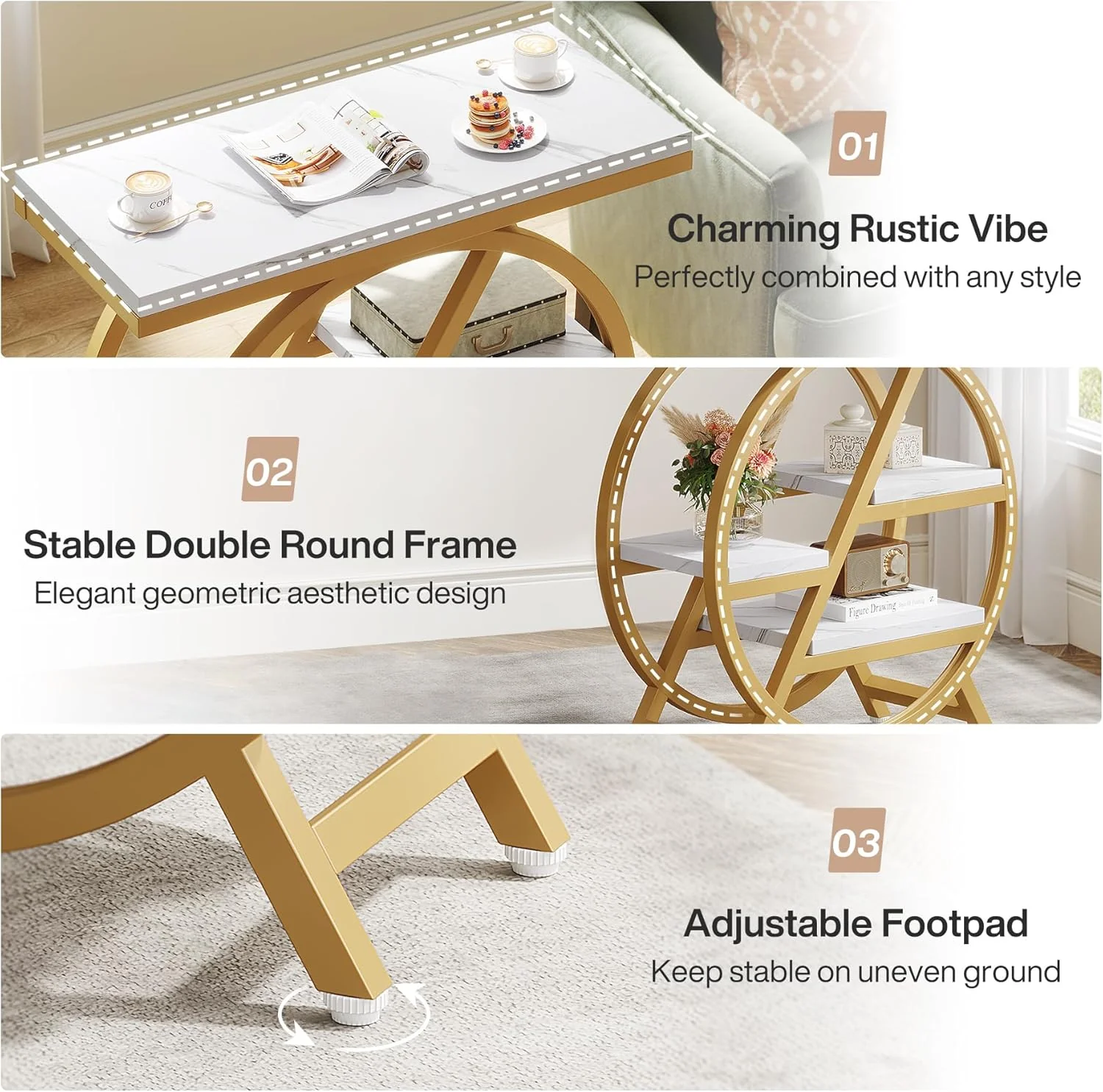 4-Tier End Table, Small Side Table Snack Table with Storage Shelves - Image 9