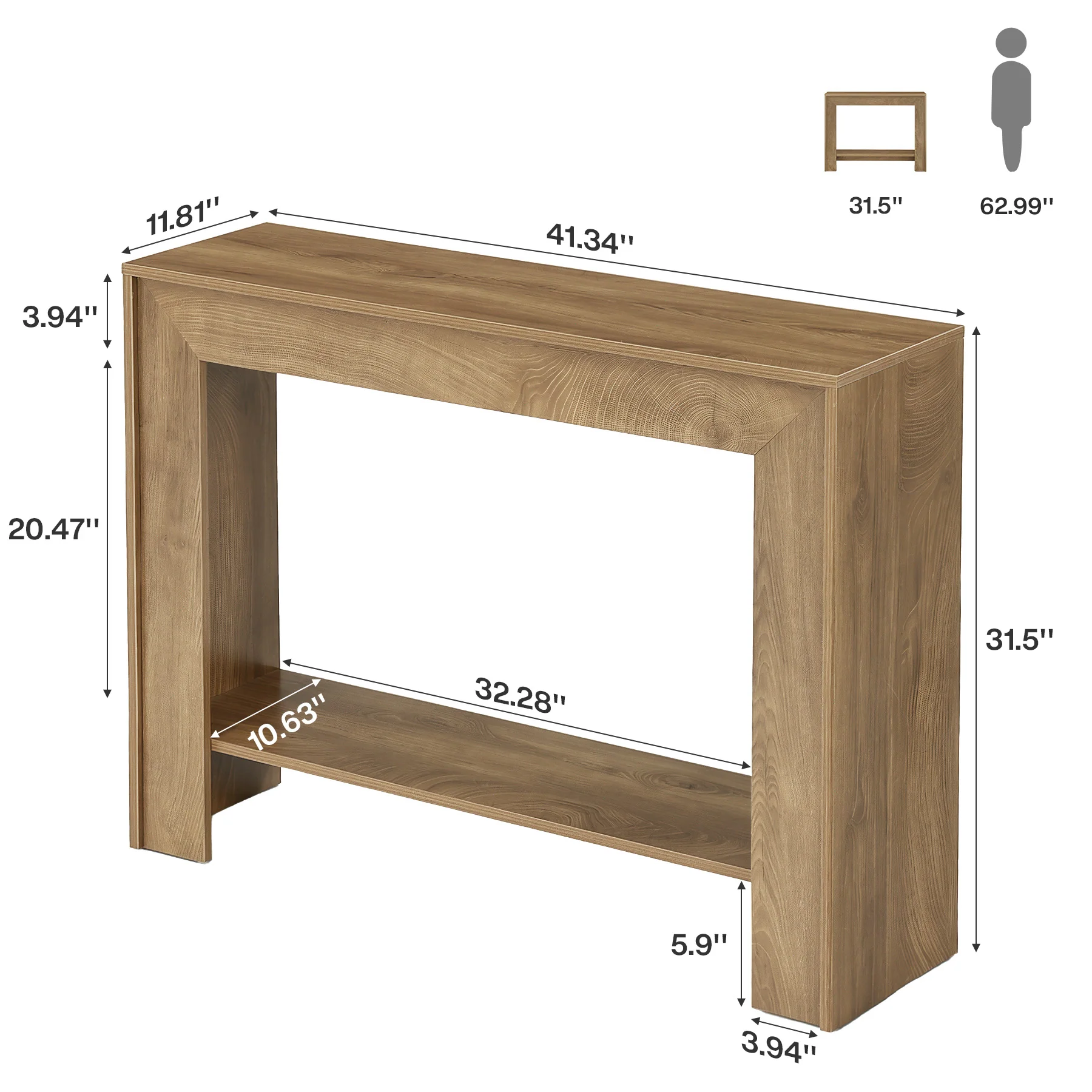 Tribesigns 41.3-Inch Farmhouse Console Table with 2-Tier Open Storage, Narrow Entryway Sofa Table for Living Room Hallway and Foyer - Image 2