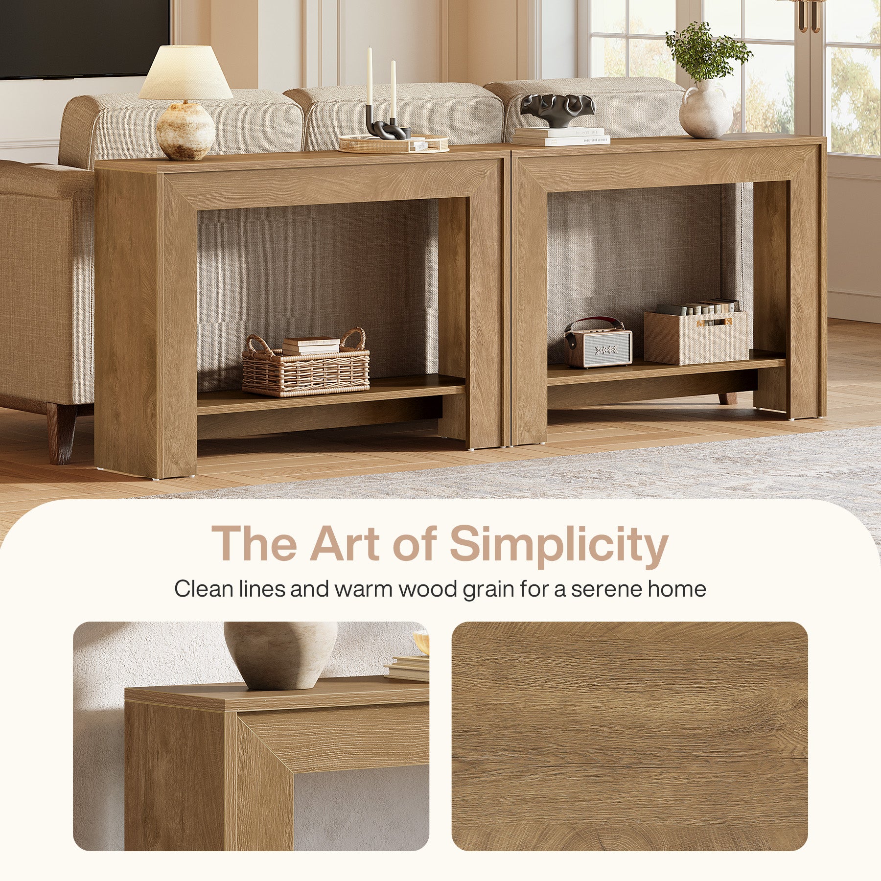 Tribesigns 41.3-Inch Farmhouse Console Table with 2-Tier Open Storage, Narrow Entryway Sofa Table for Living Room Hallway and Foyer - Image 3