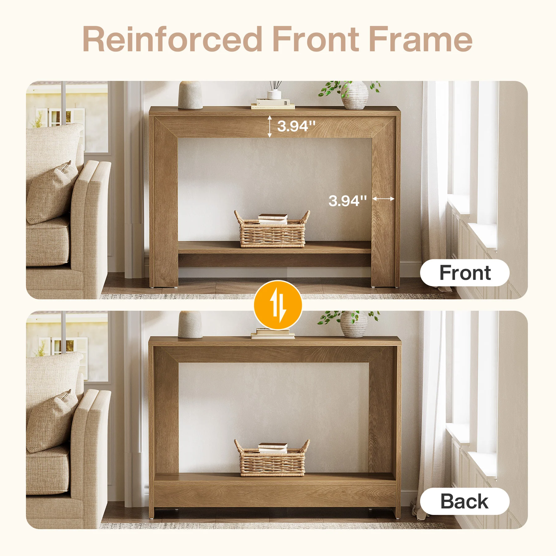 Tribesigns 41.3-Inch Farmhouse Console Table with 2-Tier Open Storage, Narrow Entryway Sofa Table for Living Room Hallway and Foyer - Image 4