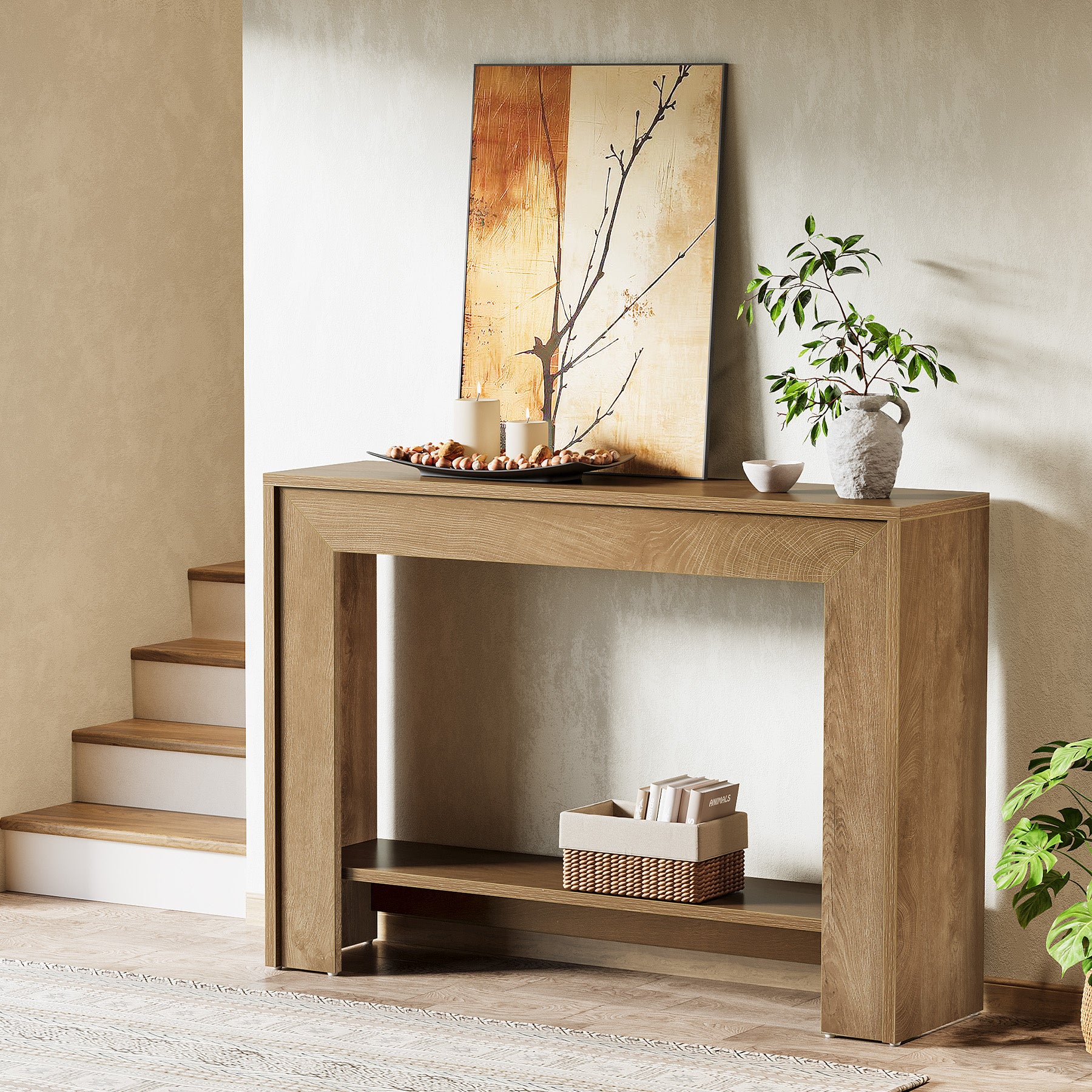 Tribesigns 41.3-Inch Farmhouse Console Table with 2-Tier Open Storage, Narrow Entryway Sofa Table for Living Room Hallway and Foyer - Image 5