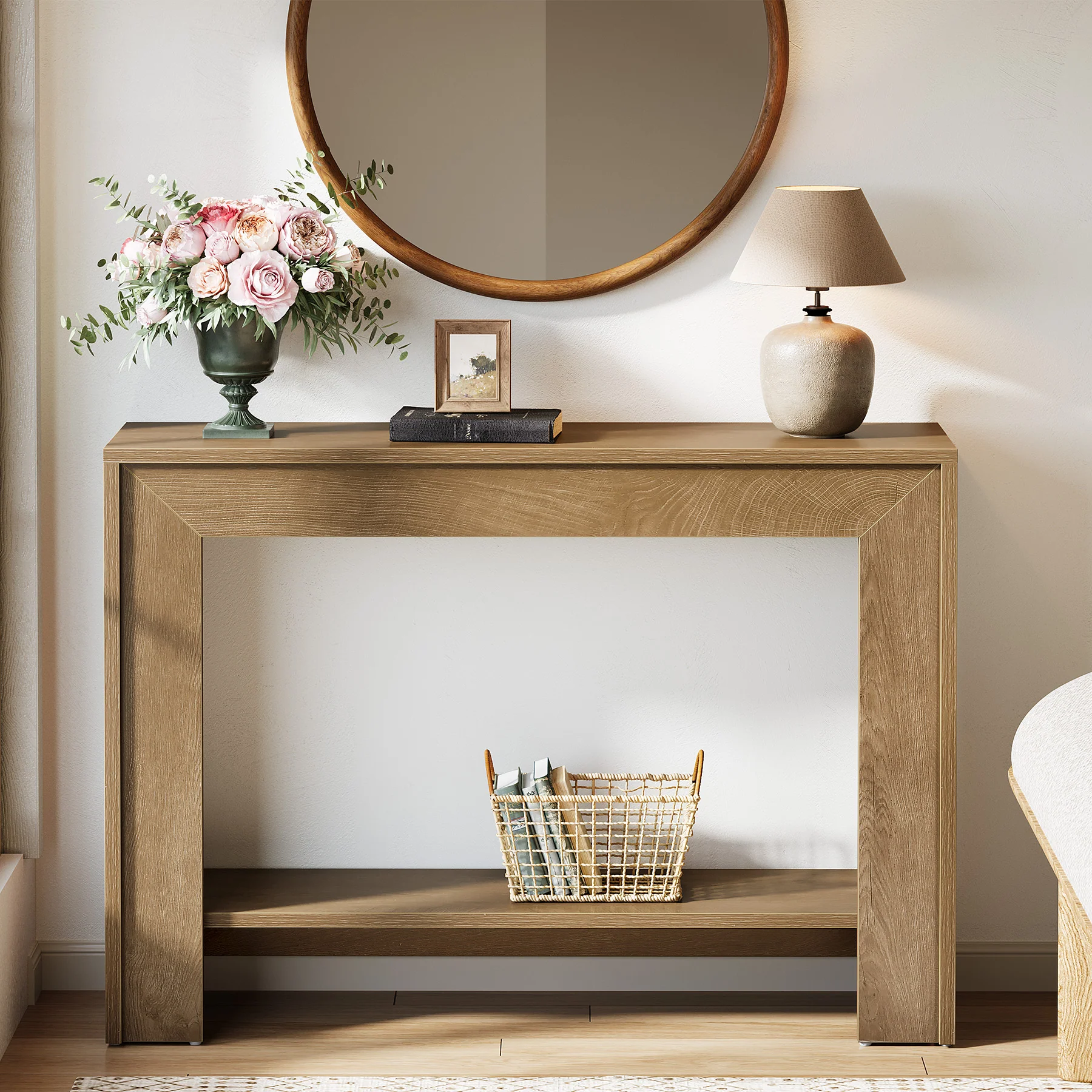 Tribesigns 41.3-Inch Farmhouse Console Table with 2-Tier Open Storage, Narrow Entryway Sofa Table for Living Room Hallway and Foyer - Image 6