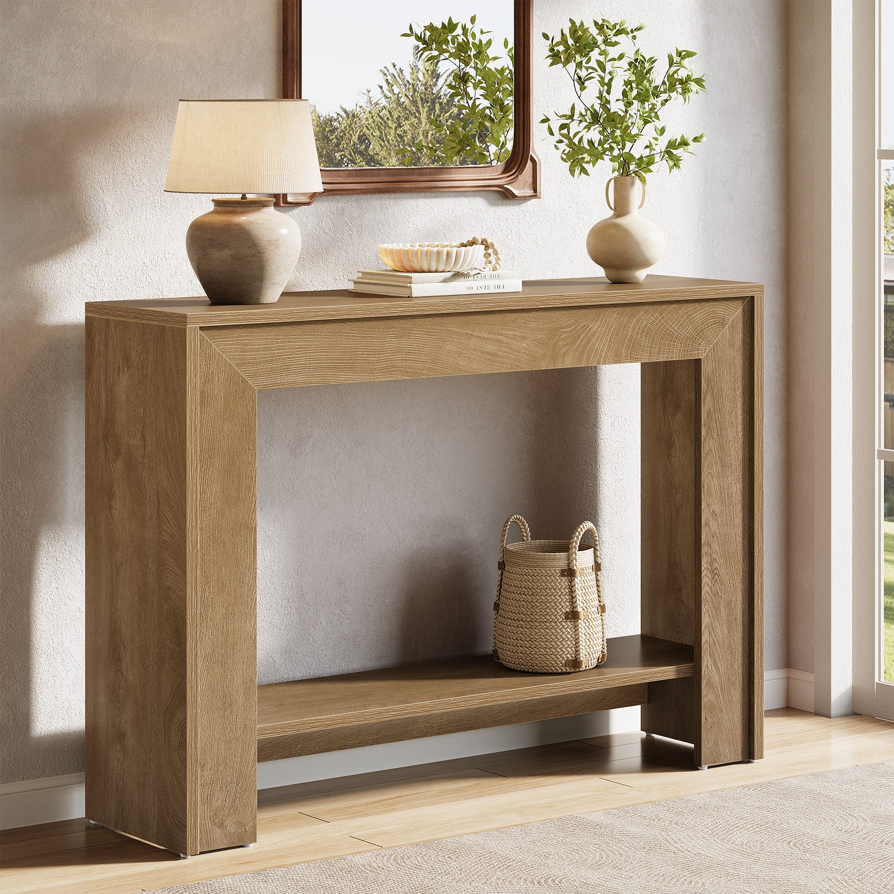 Tribesigns 41.3-Inch Farmhouse Console Table with 2-Tier Open Storage, Narrow Entryway Sofa Table for Living Room Hallway and Foyer - Image 7