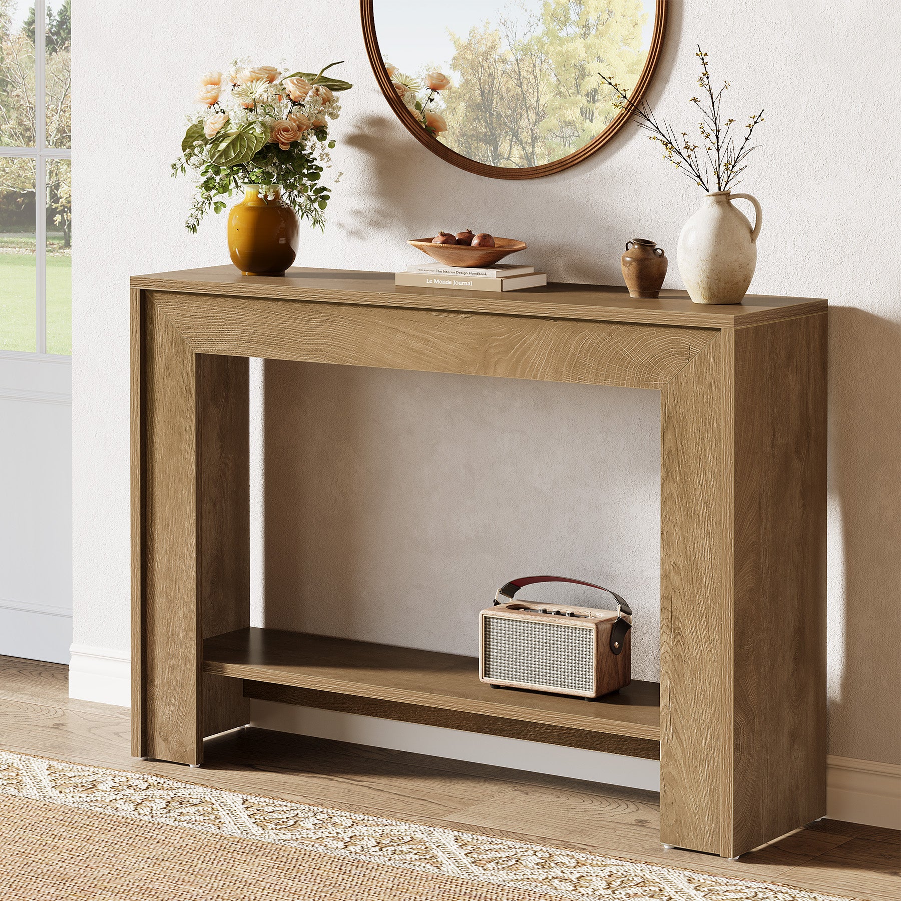 Tribesigns 41.3-Inch Farmhouse Console Table with 2-Tier Open Storage, Narrow Entryway Sofa Table for Living Room Hallway and Foyer - Image 8