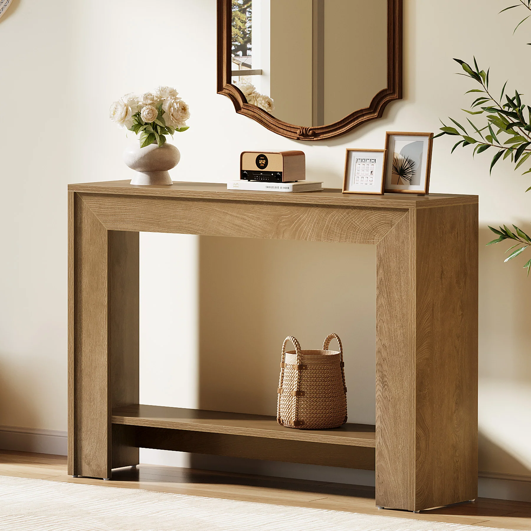 Tribesigns 41.3-Inch Farmhouse Console Table with 2-Tier Open Storage, Narrow Entryway Sofa Table for Living Room Hallway and Foyer - Image 9