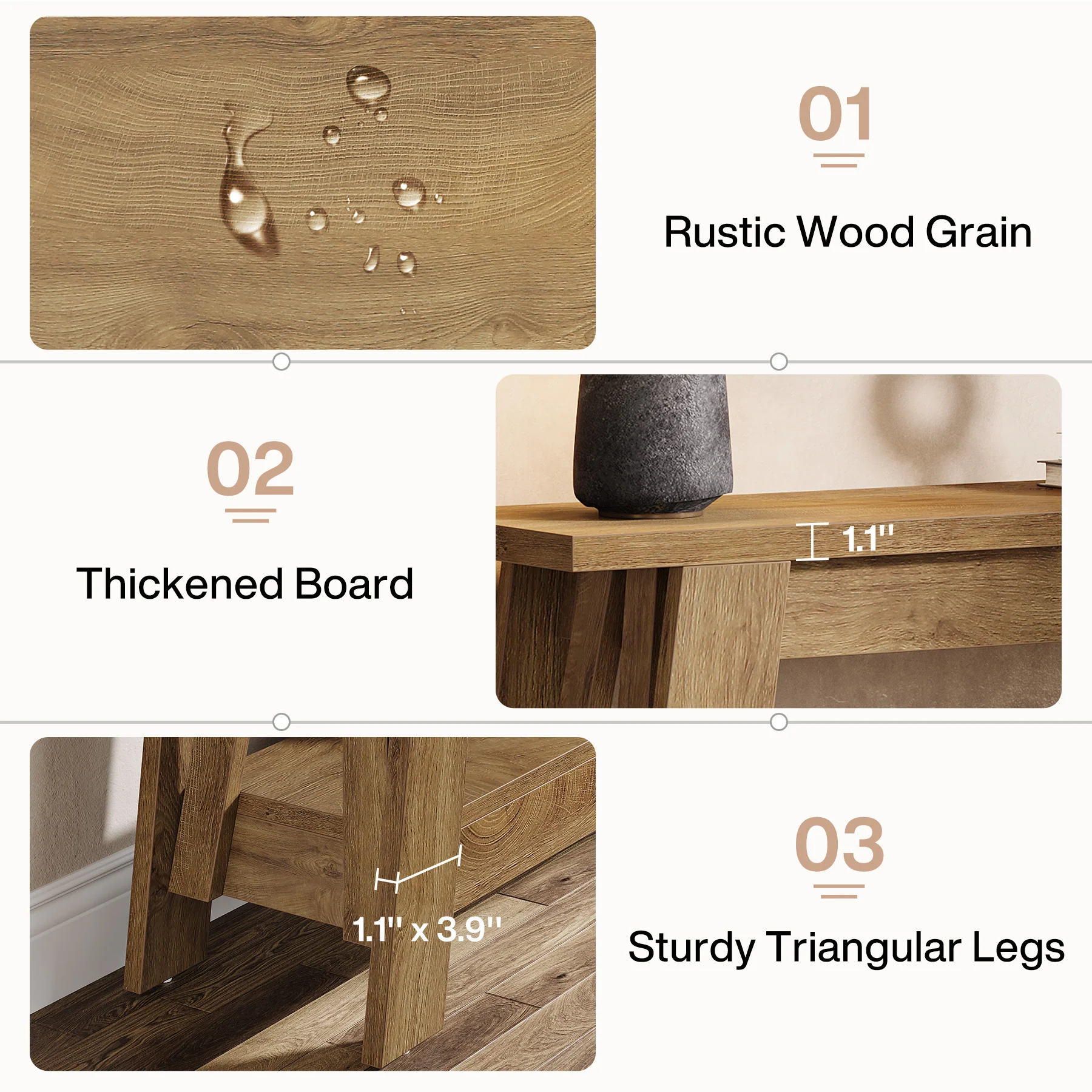 41.3" Rustic Farmhouse Console Table - 2-Tier Narrow Entryway Table with Storage - Image 13
