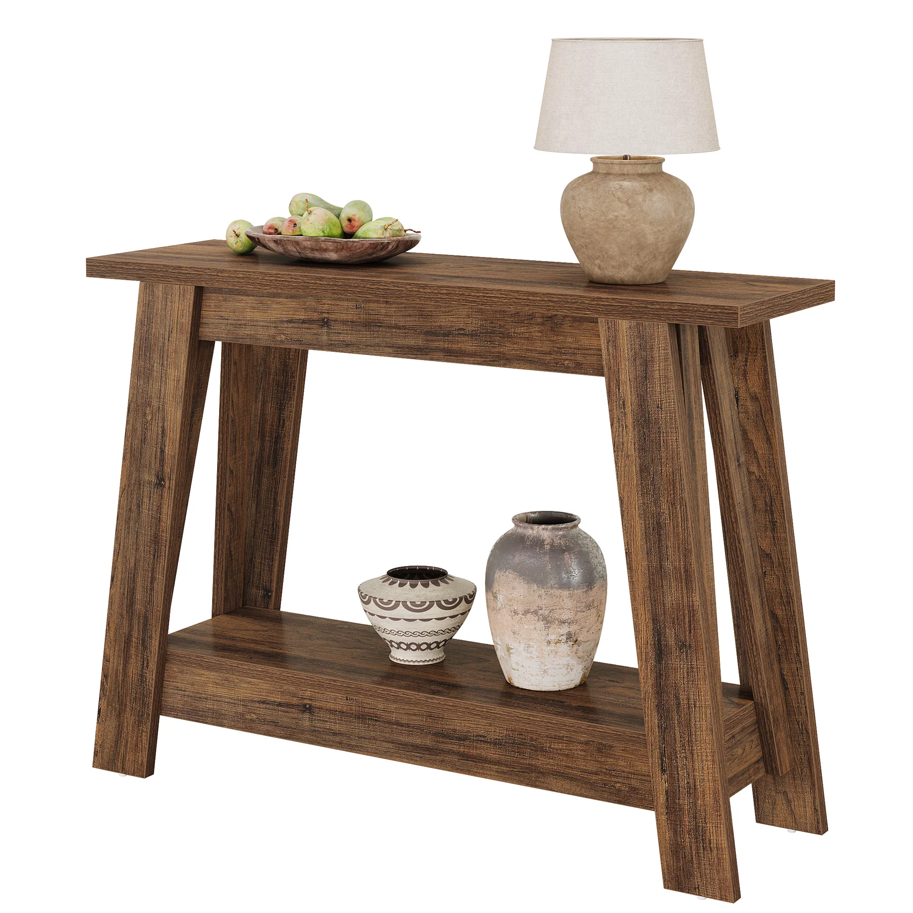 41.3" Rustic Farmhouse Console Table - 2-Tier Narrow Entryway Table with Storage - Image 20