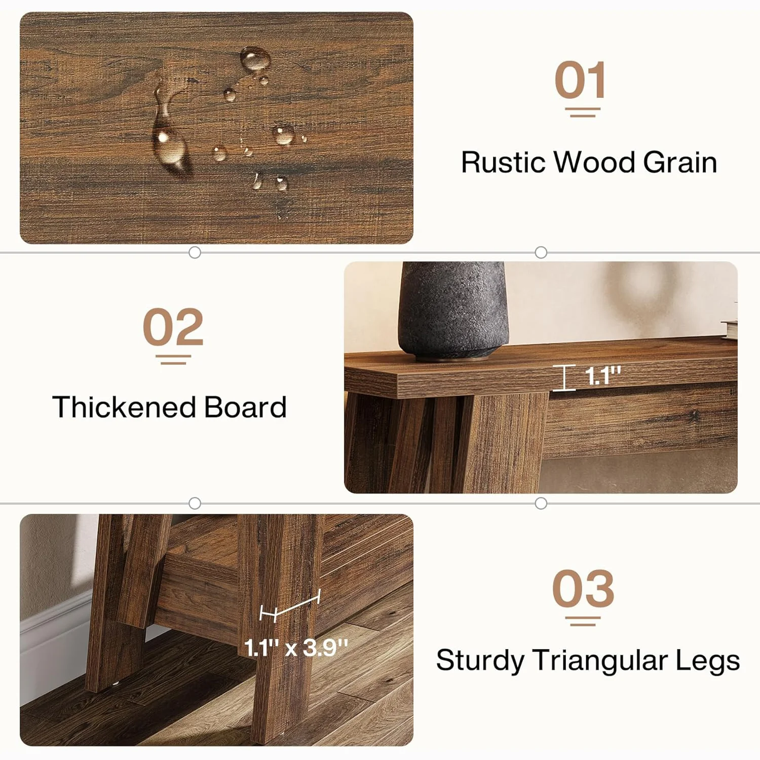 41.3" Rustic Farmhouse Console Table - 2-Tier Narrow Entryway Table with Storage - Image 5