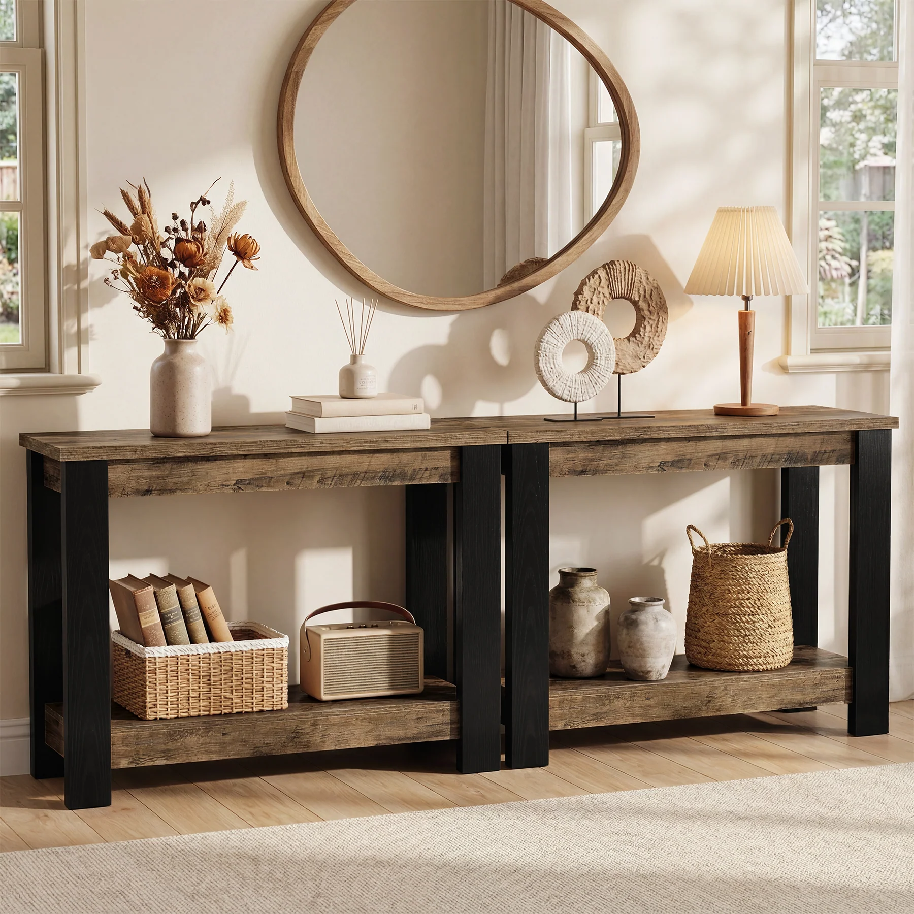 41-Inch Narrow Console Table with 2-Tier Open Storage, Modern Farmhouse Sofa Table for Entryway - Image 12