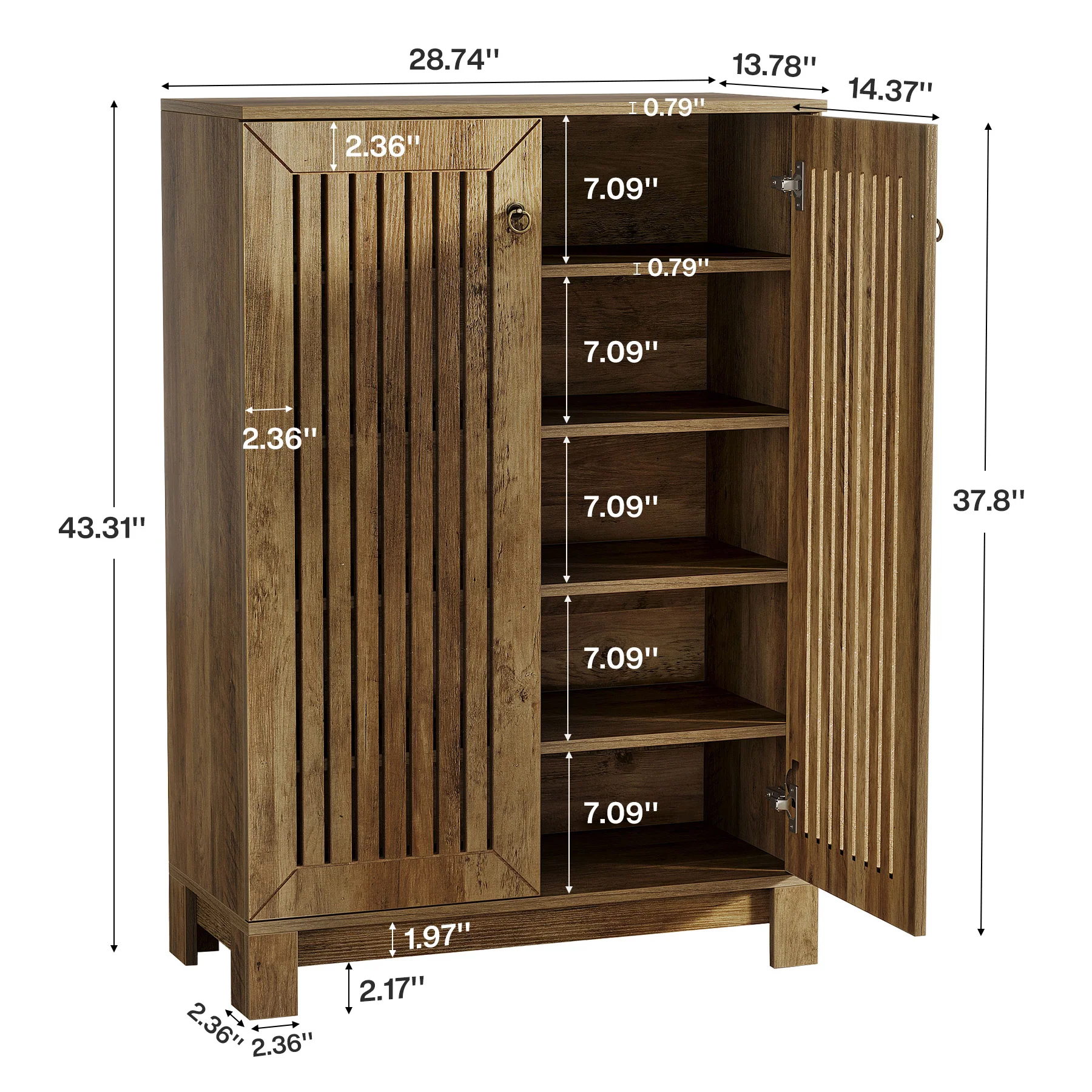 Tribesigns 43.3-Inch Shoe Cabinet with 5-Tier Storage, Wooden Entryway Organizer for Up to 24 Pairs - Image 2