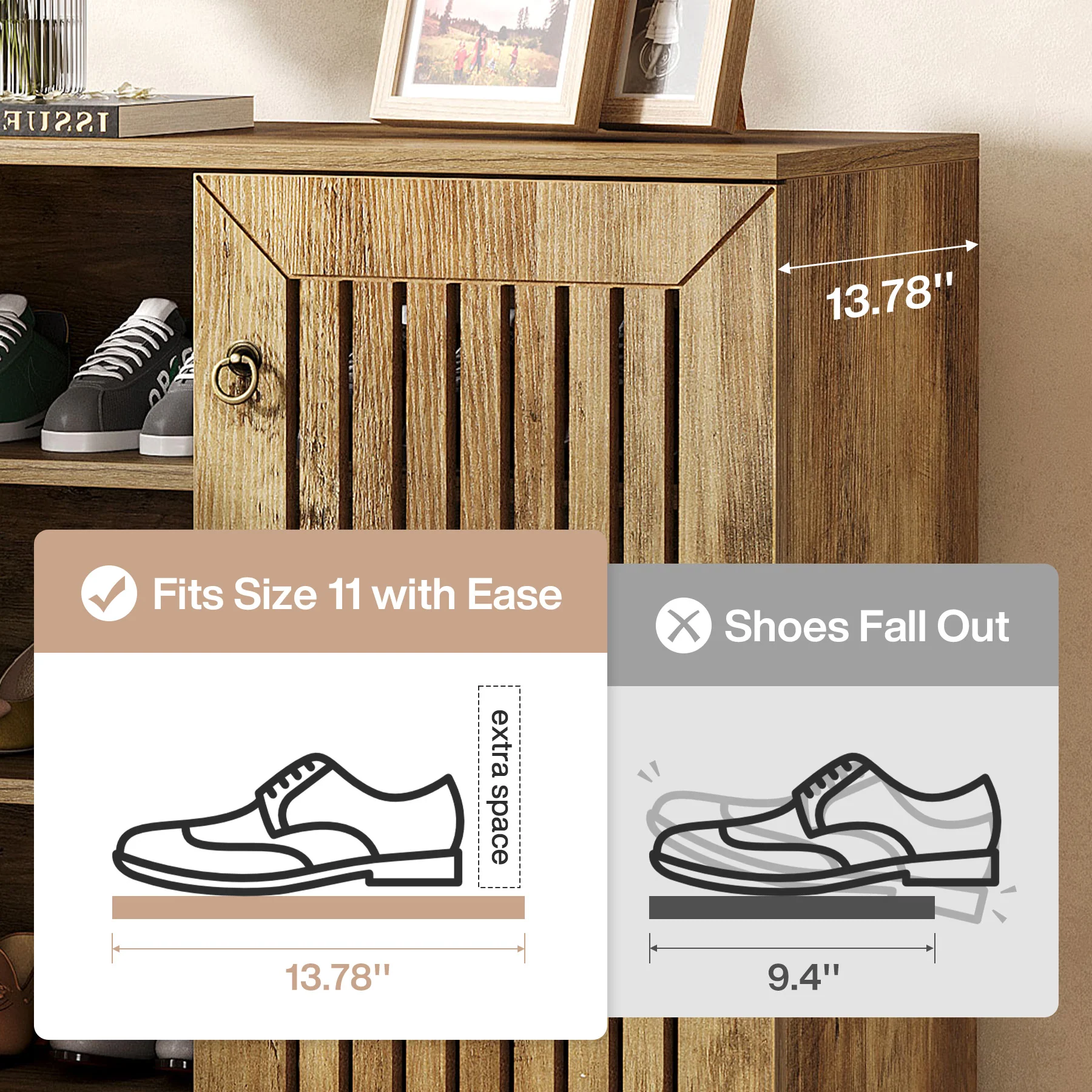 Tribesigns 43.3-Inch Shoe Cabinet with 5-Tier Storage, Wooden Entryway Organizer for Up to 24 Pairs - Image 3