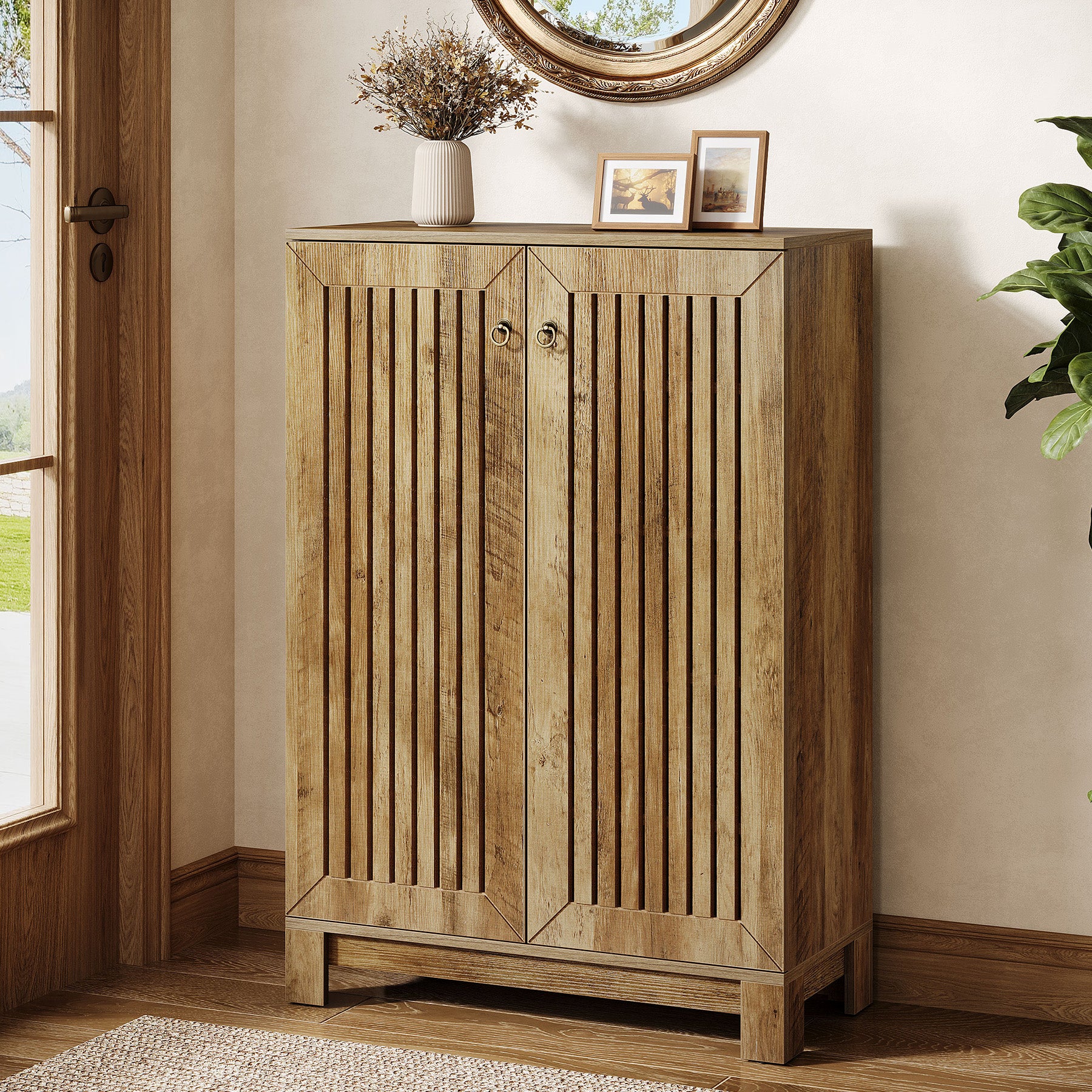 Tribesigns 43.3-Inch Shoe Cabinet with 5-Tier Storage, Wooden Entryway Organizer for Up to 24 Pairs - Image 4