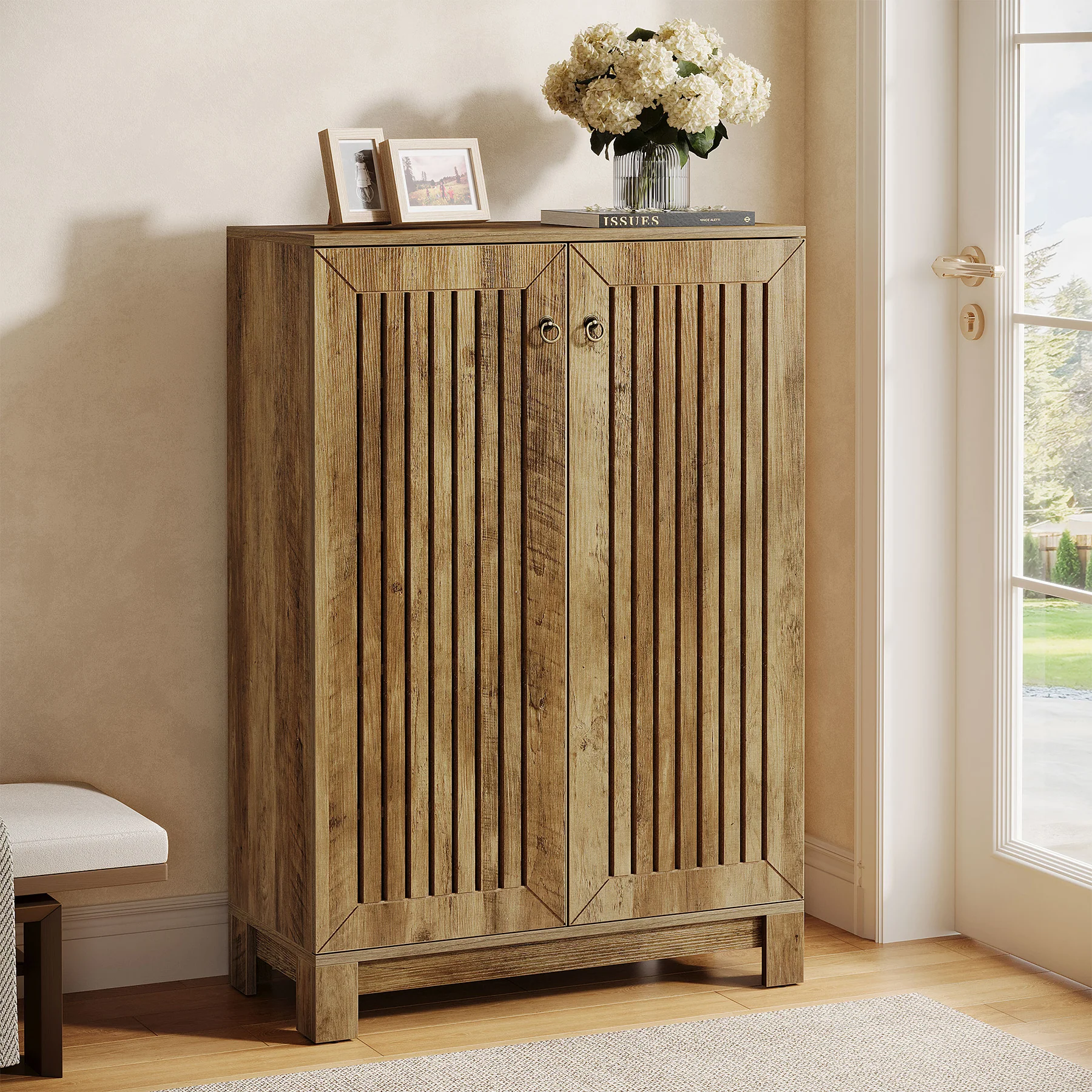 Tribesigns 43.3-Inch Shoe Cabinet with 5-Tier Storage, Wooden Entryway Organizer for Up to 24 Pairs - Image 5