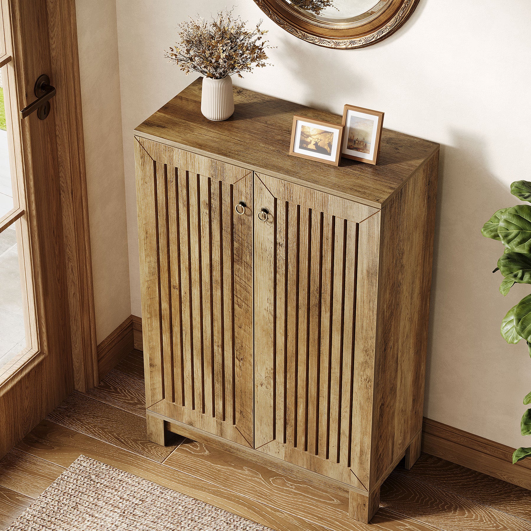 Tribesigns 43.3-Inch Shoe Cabinet with 5-Tier Storage, Wooden Entryway Organizer for Up to 24 Pairs - Image 6