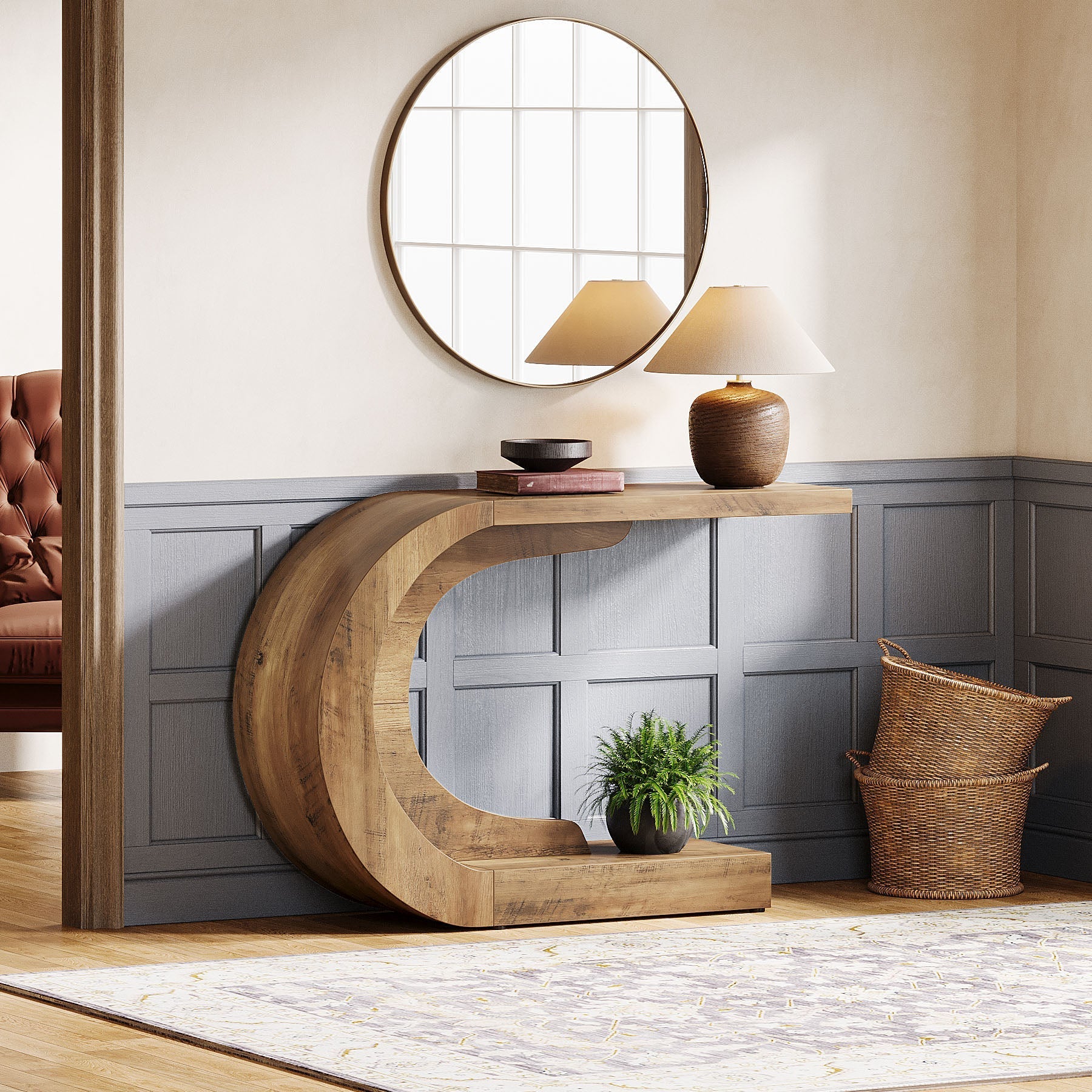 43" Console Table, C-Shaped Modern Accent Table Hallway Table - Image 3