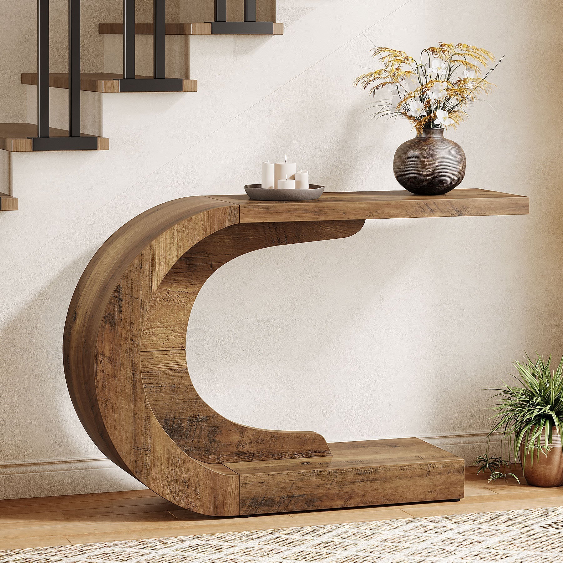 43" Console Table, C-Shaped Modern Accent Table Hallway Table - Image 4