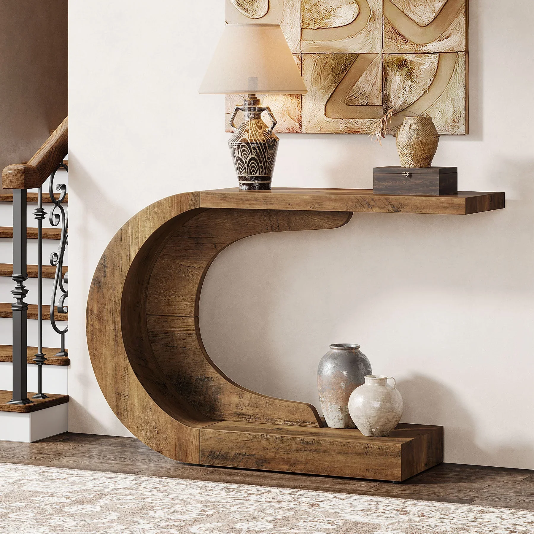 43" Console Table, C-Shaped Modern Accent Table Hallway Table - Image 5