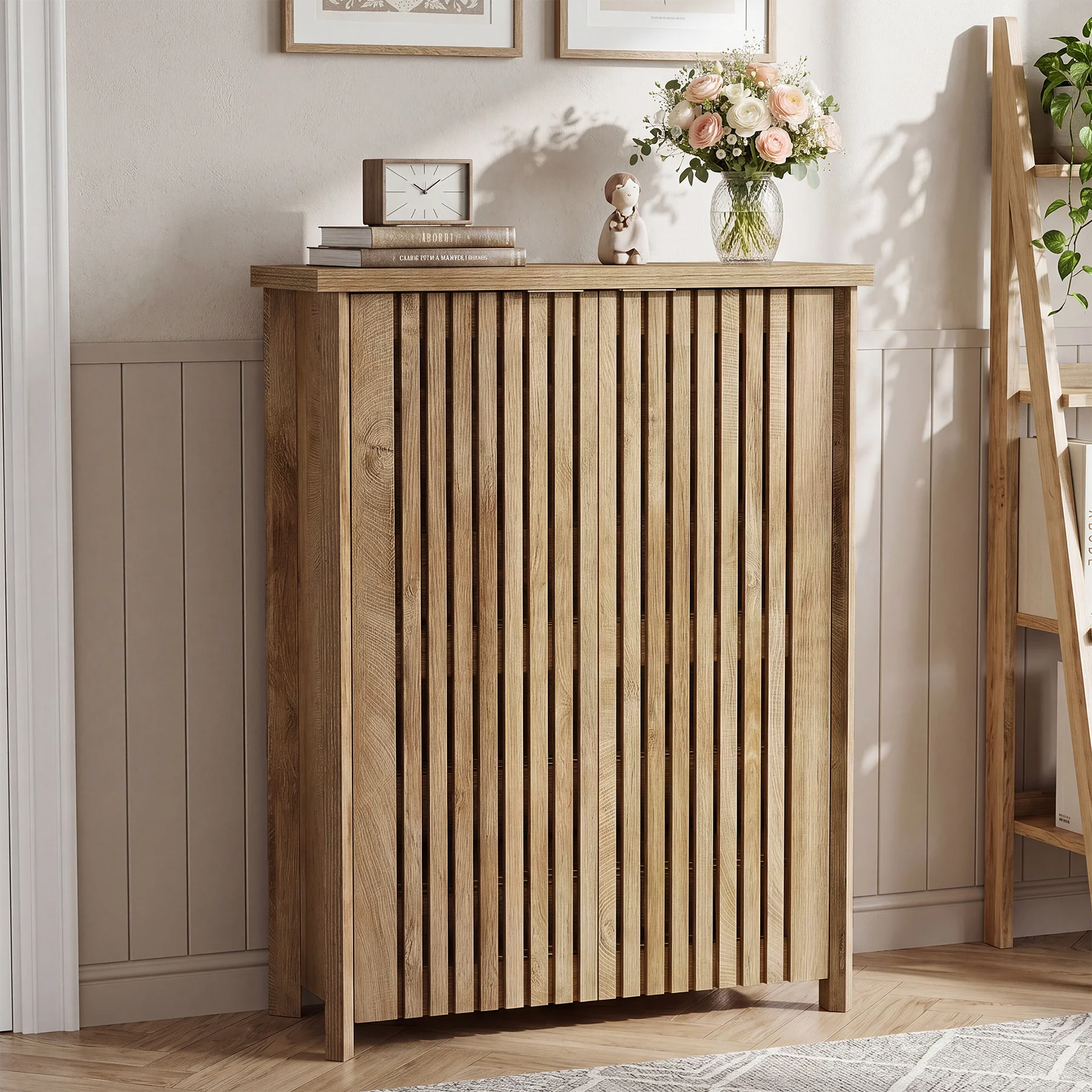 Tribesigns 43.31 Inch 6-Tier Shoe Cabinet with Louvered Doors, Farmhouse Shoe Storage Cabinet for Entryway and Hallway - Image 7