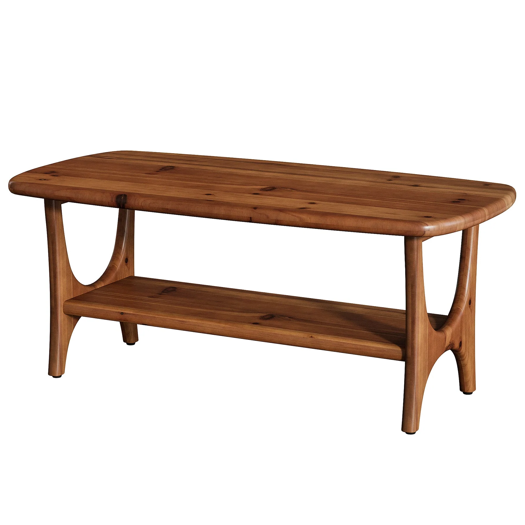 47.24" Mid-Century Modern Solid Wood Coffee Table, Two-Tier Rectangle Center Table - Image 9
