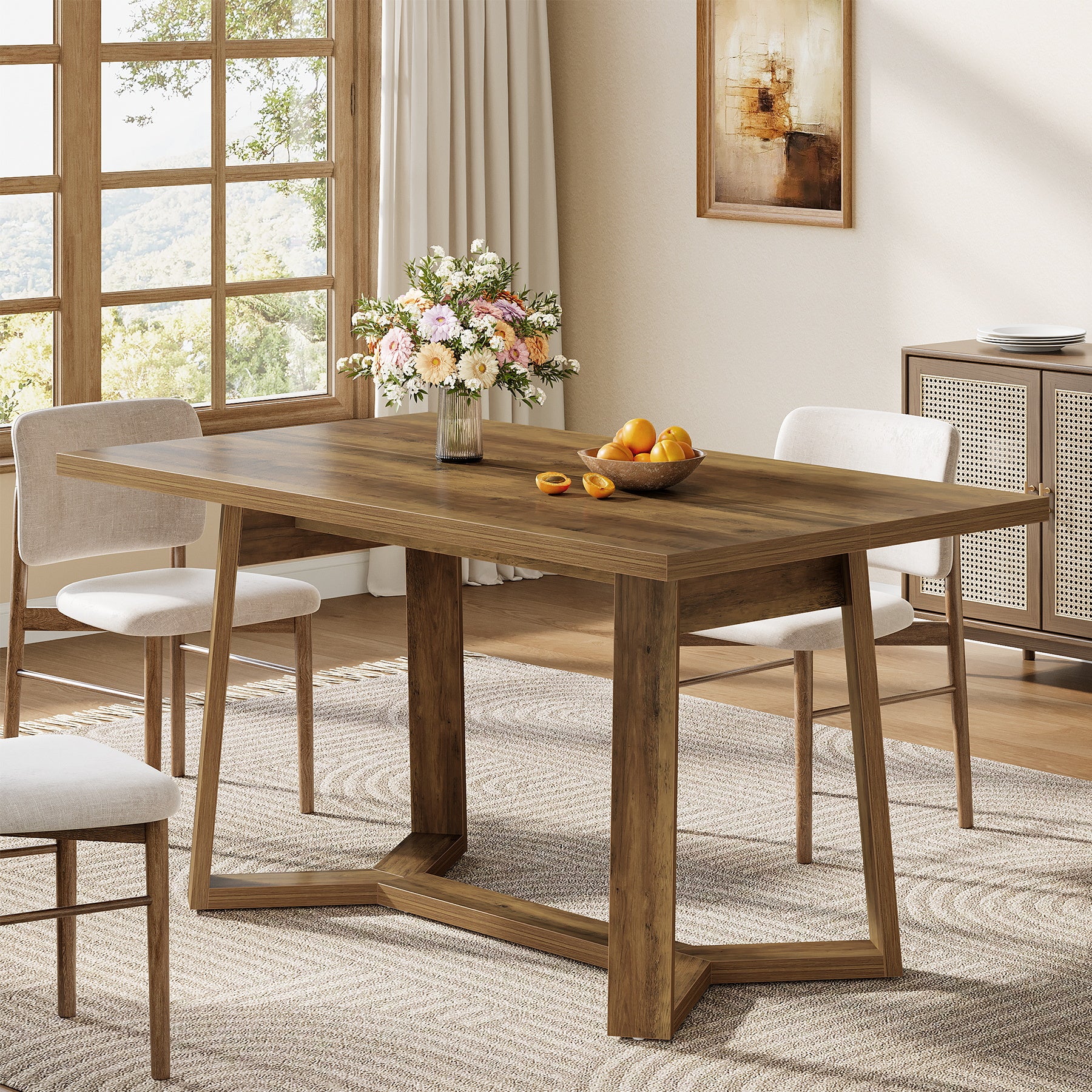 Tribesigns 47-Inch Wood Dining Table with 250 lb Capacity, Farmhouse Rectangle Table for Kitchen - Image 5