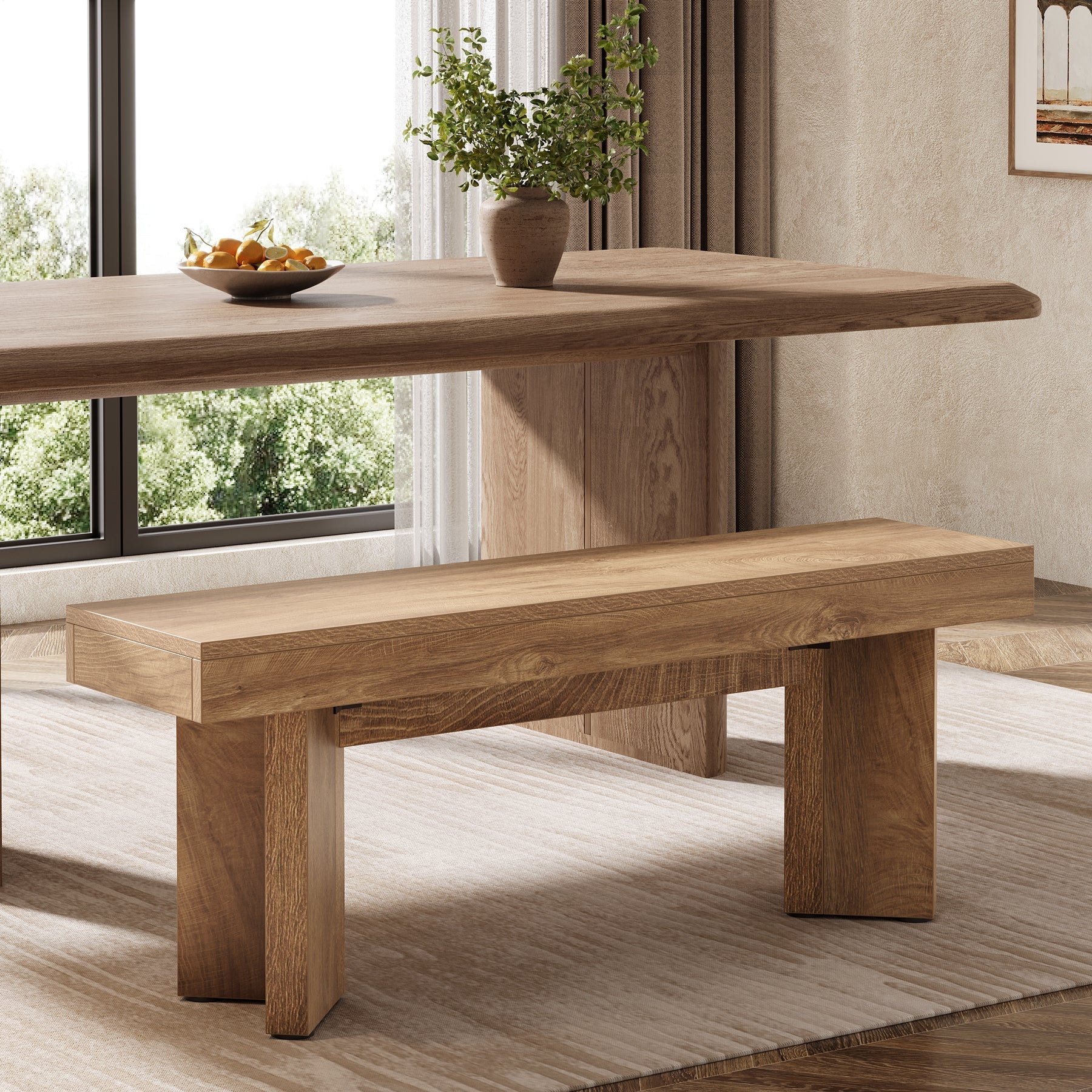 Tribesigns 47-Inch Farmhouse Wooden Bench, Sturdy Indoor Seating for Home