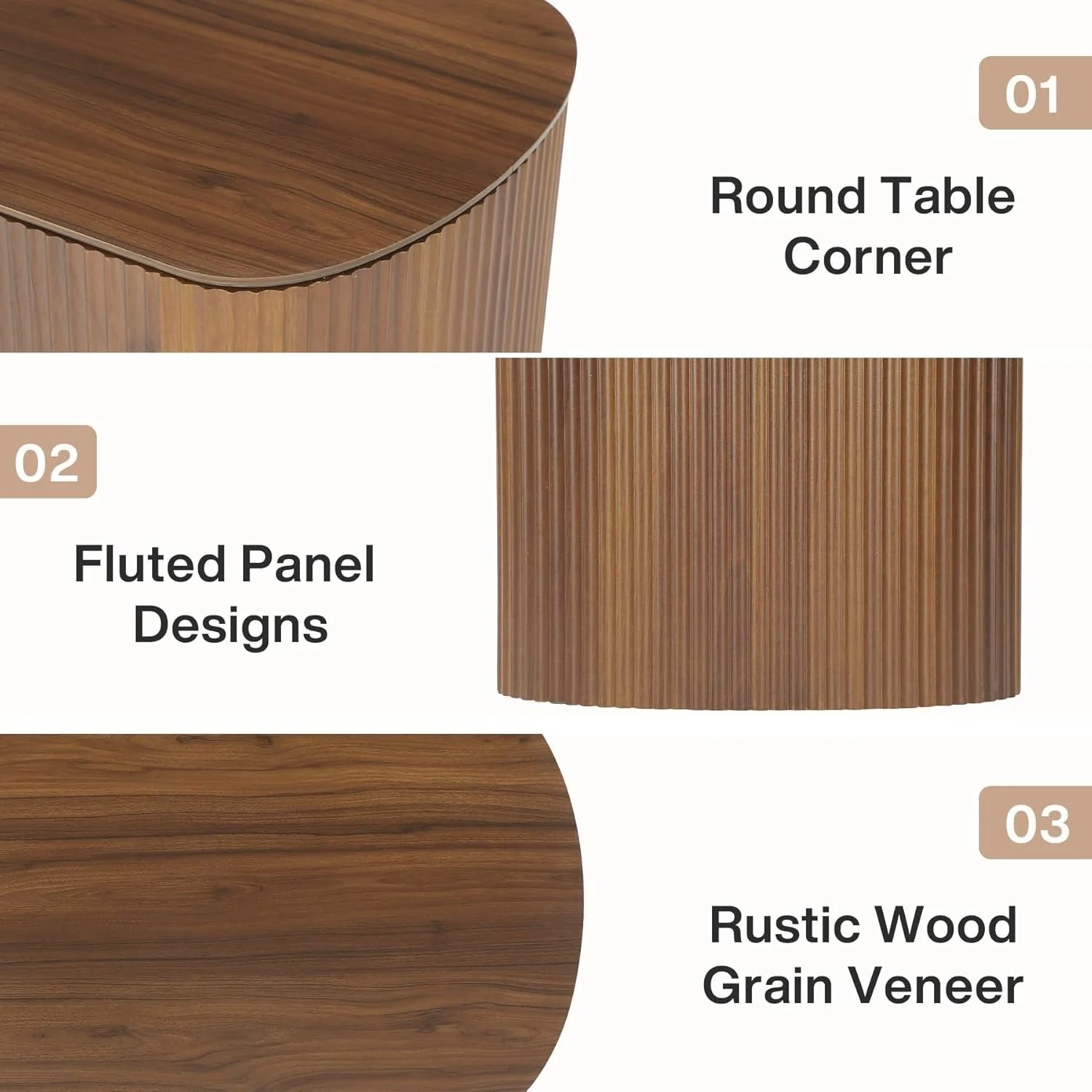 47-Inch Oval Lift Top Coffee Table, Rustic Brown with Storage Shelf and Hidden Compartment - Image 7