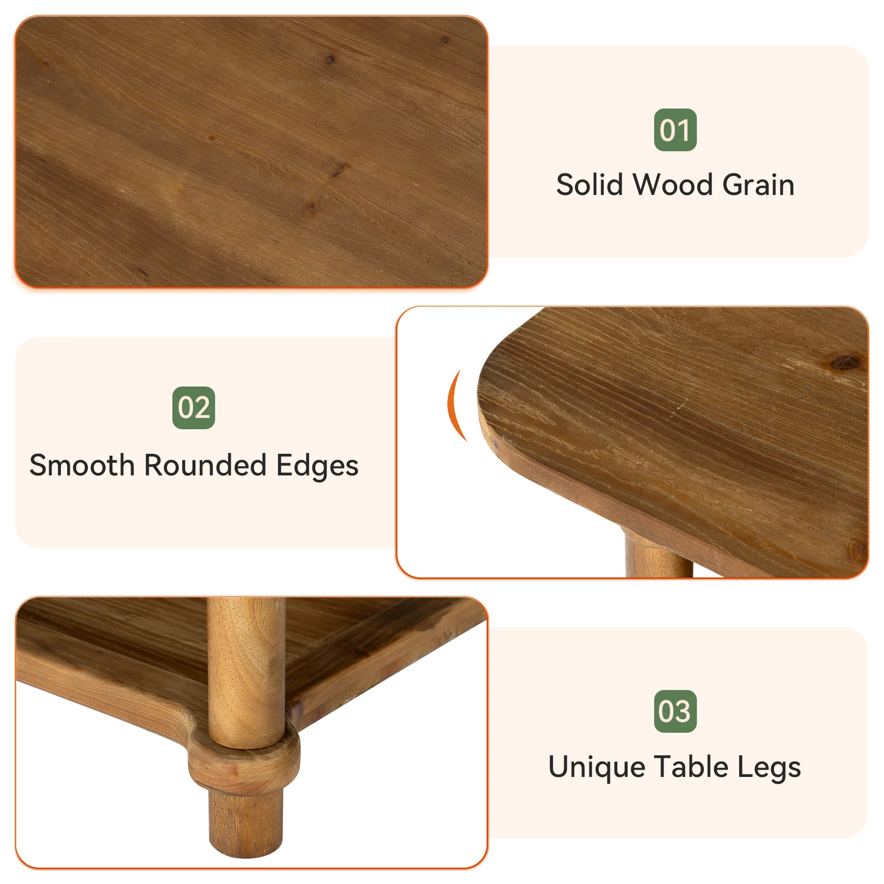 47-Inch Rectangle Coffee Table, Solid Wood 2-Tier Storage Table for Living Room - Image 4