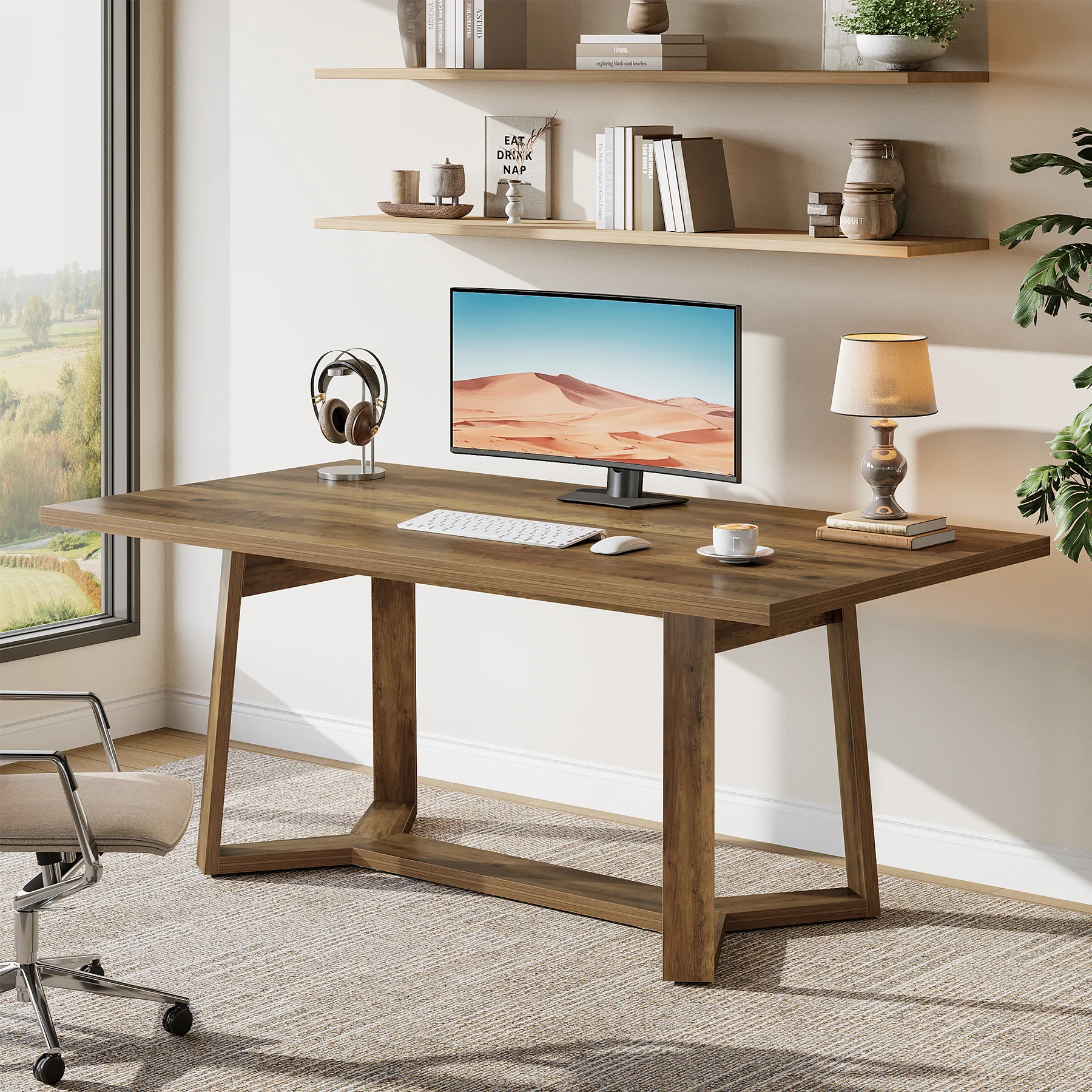Tribesigns 47-Inch Home Office Desk with Reinforced Frame, Rustic Computer Table for Office - Image 5