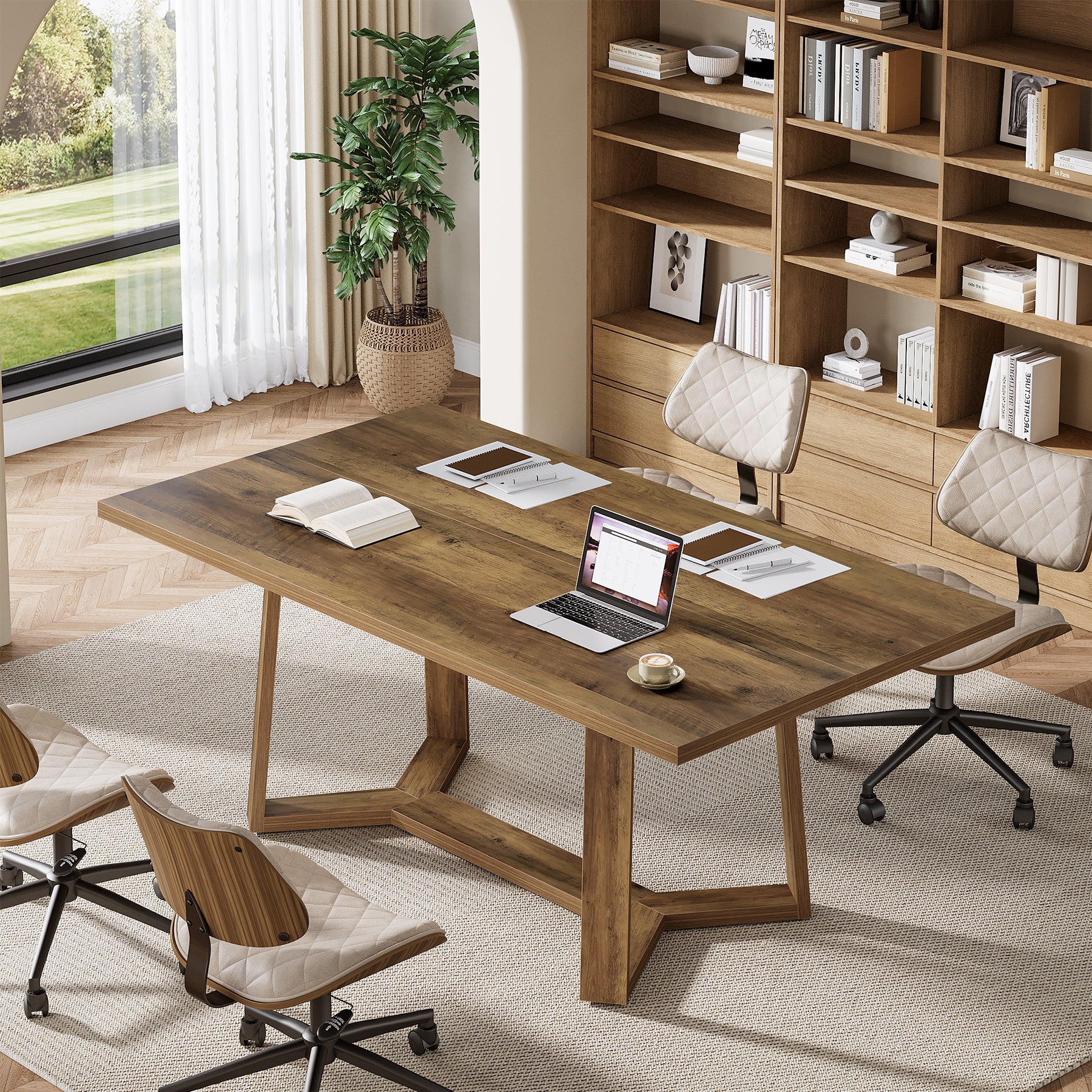 Tribesigns 47-Inch Home Office Desk with Reinforced Frame, Rustic Computer Table for Office - Image 6