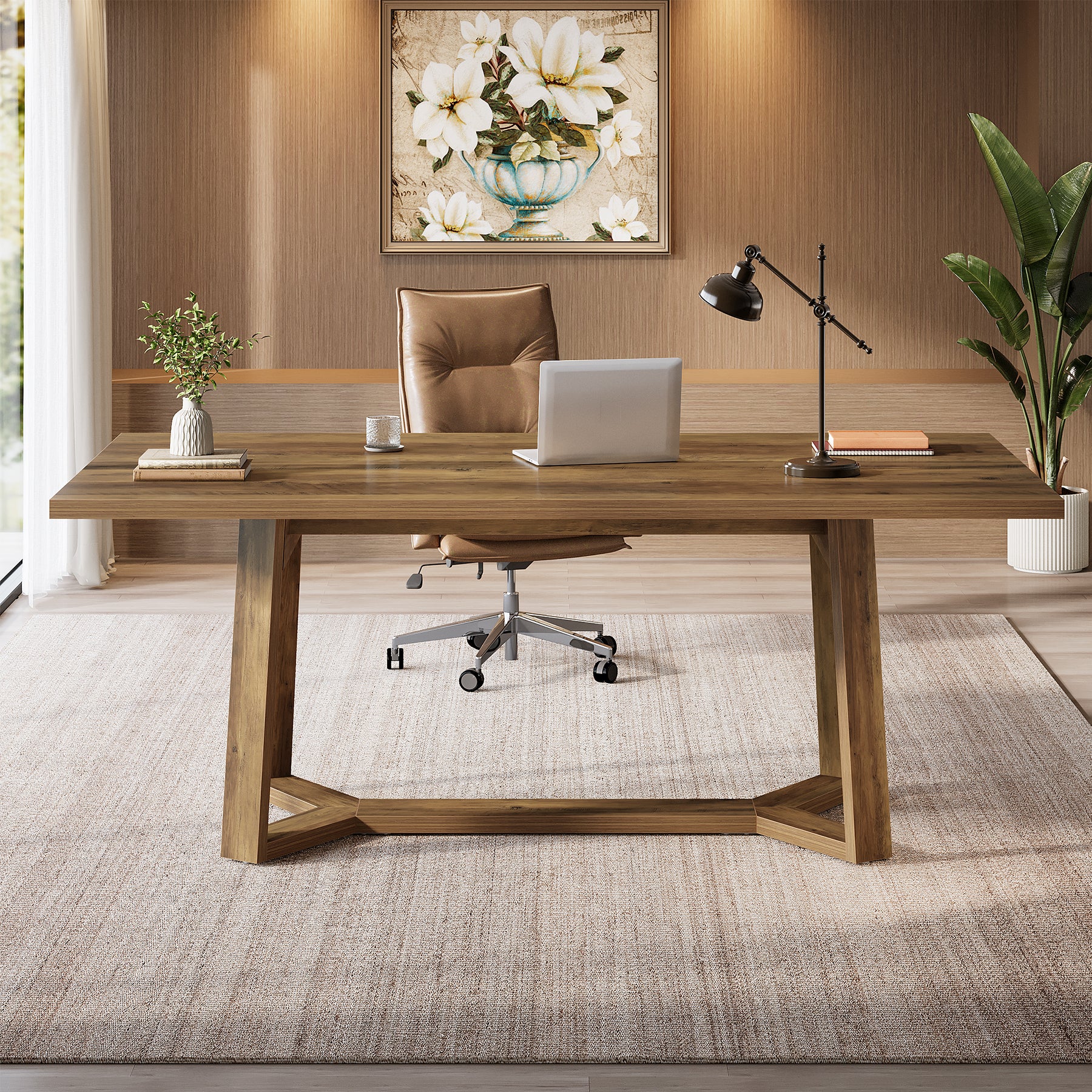 Tribesigns 47-Inch Home Office Desk with Reinforced Frame, Rustic Computer Table for Office - Image 7