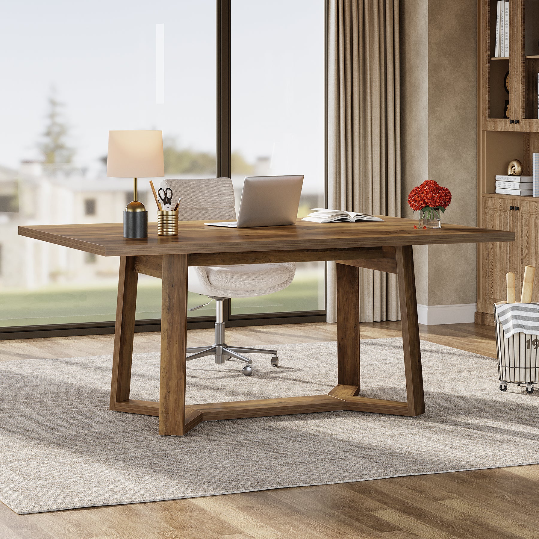 Tribesigns 47-Inch Home Office Desk with Reinforced Frame, Rustic Computer Table for Office - Image 8