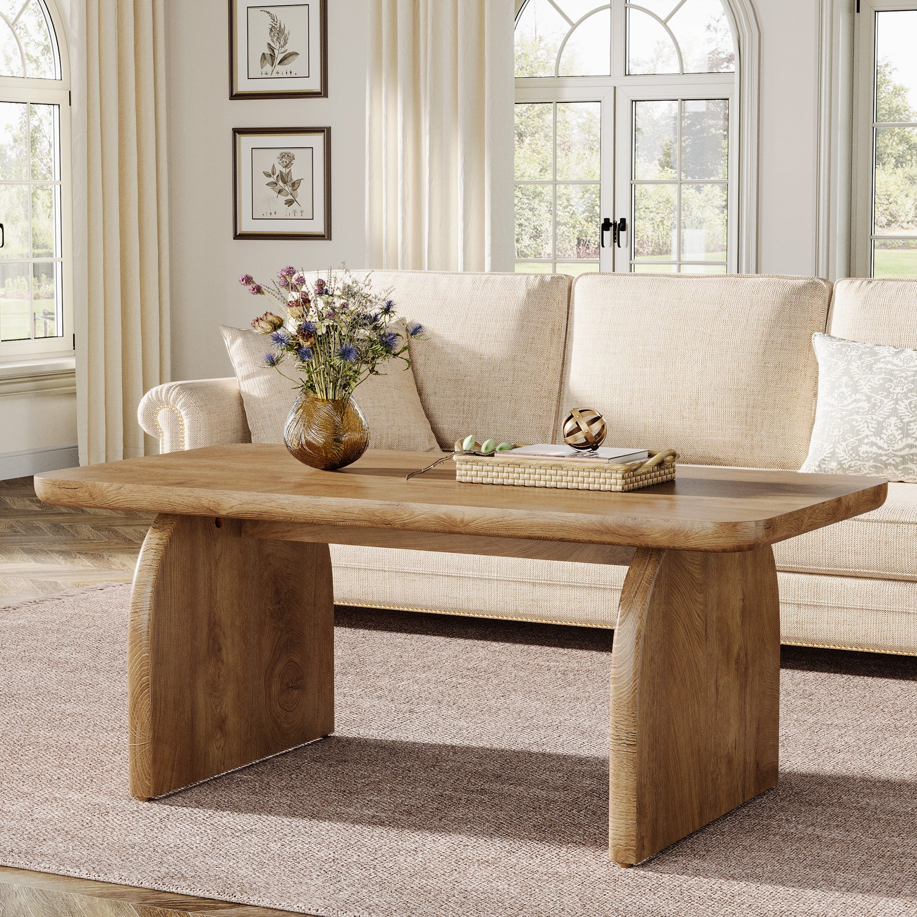 47 Inch Wood Rectangular Coffee Table, Living Room Table - Image 13