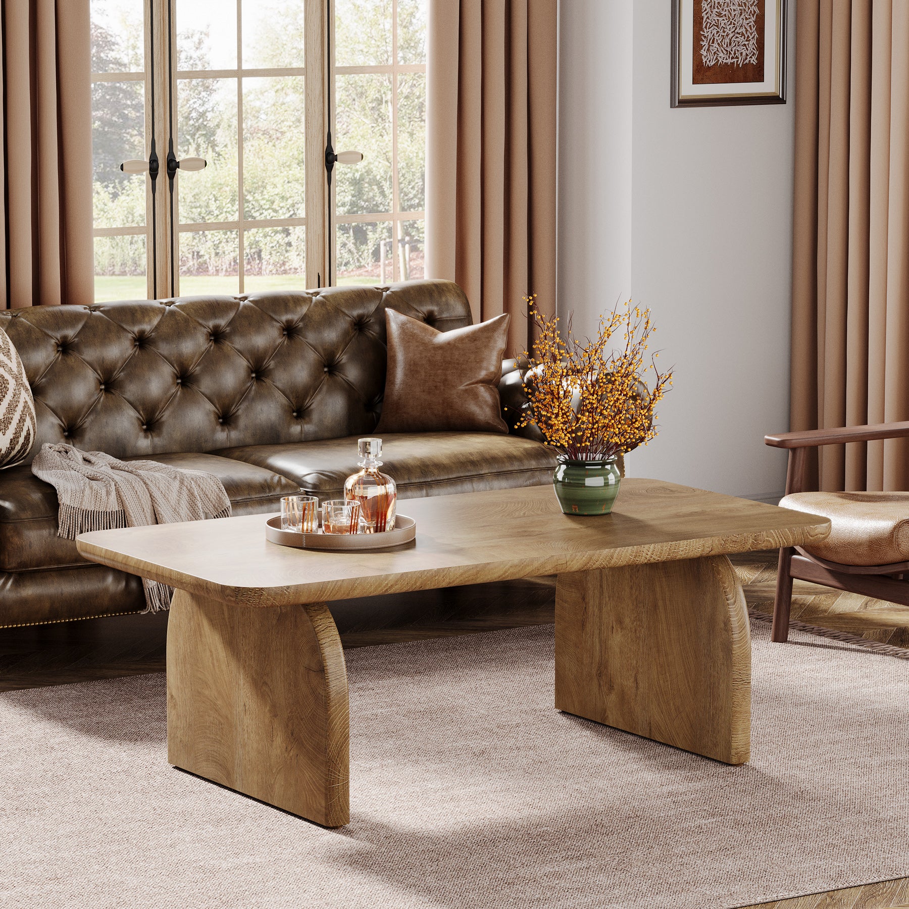 47 Inch Wood Rectangular Coffee Table, Living Room Table - Image 20