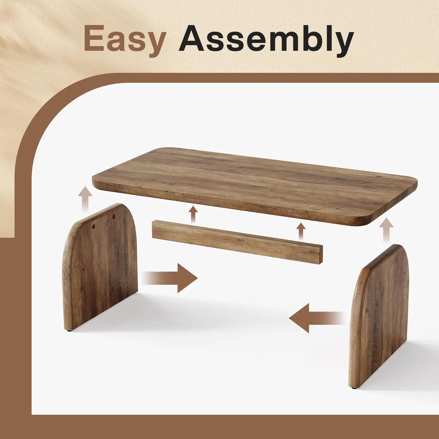 47 Inch Wood Rectangular Coffee Table, Living Room Table - Image 8