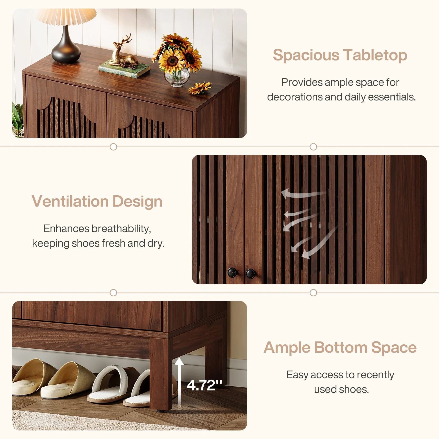 5-Tier Shoe Cabinet with Doors, Adjustable Wooden Shoe Rack Organizer for 20 Pairs - Image 9