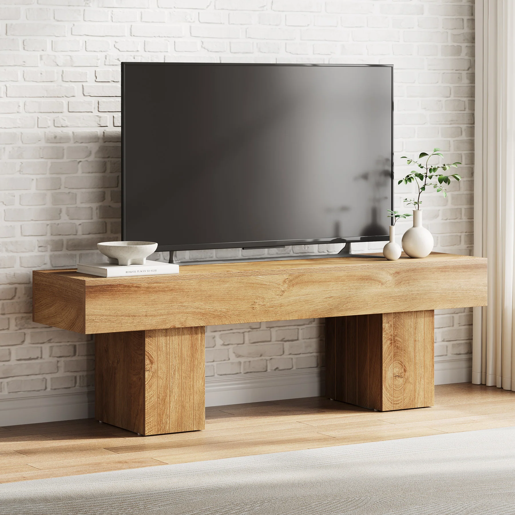 Tribesigns 55.1-Inch TV Stand for 55-Inch TVs with 300 lb Capacity, Farmhouse Media Console for Living Room