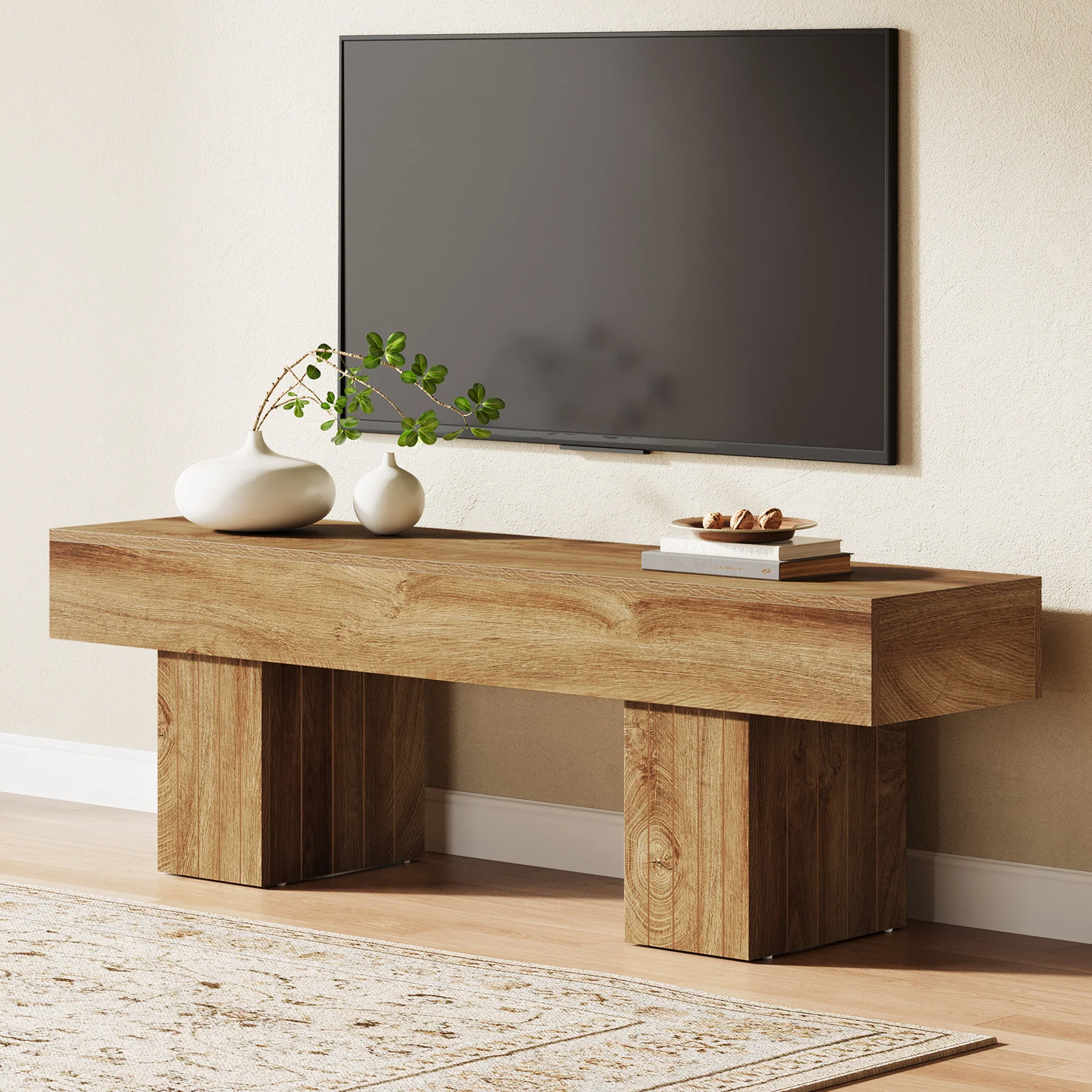 Tribesigns 55.1-Inch TV Stand for 55-Inch TVs with 300 lb Capacity, Farmhouse Media Console for Living Room - Image 5