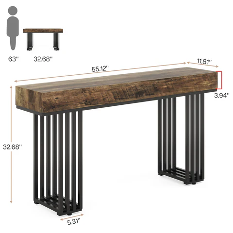 55-inch Console Table, Modern Entryway Table with Metal Legs - Image 2