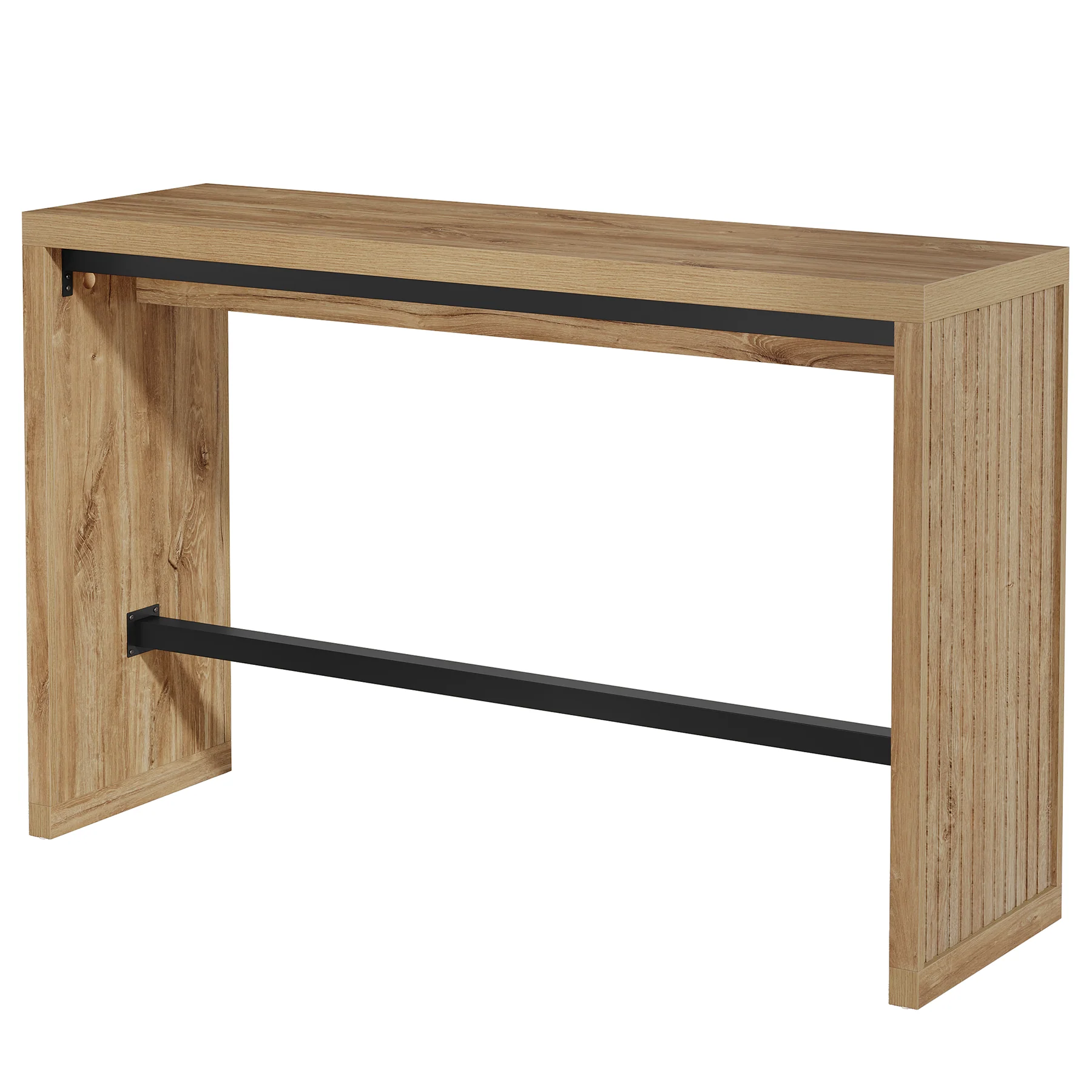 Tribesigns 55-Inch Counter Height Bar Table with Metal Footrest and Fluted Design, Rectangular High Top Pub Table for Home Bar Kitchen and Bistro - Image 13
