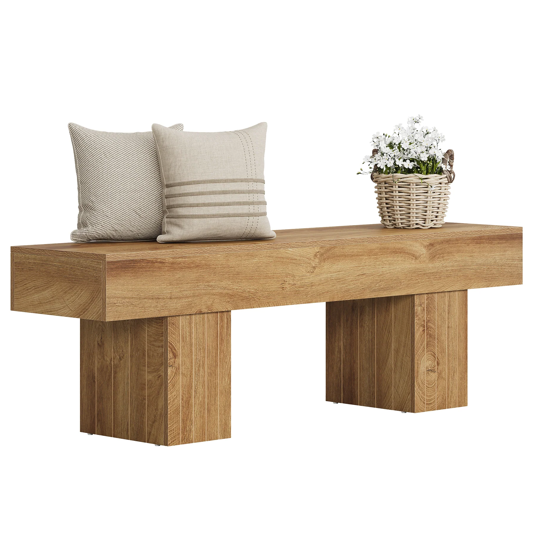 Tribesigns 55-Inch Wooden Entryway Bench with Broad Legs, Farmhouse Indoor Bench with 330 lb Capacity - Image 8