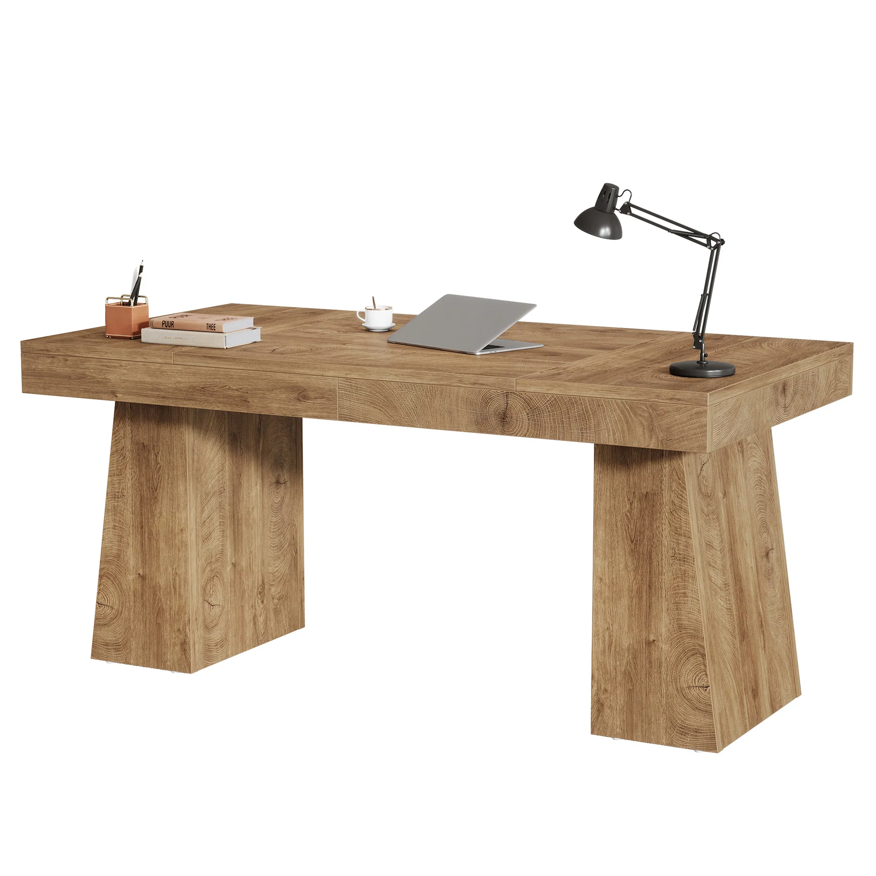 55-Inch Executive Desk, Large Wood Office Computer Desk with Double Pedestal - Image 12