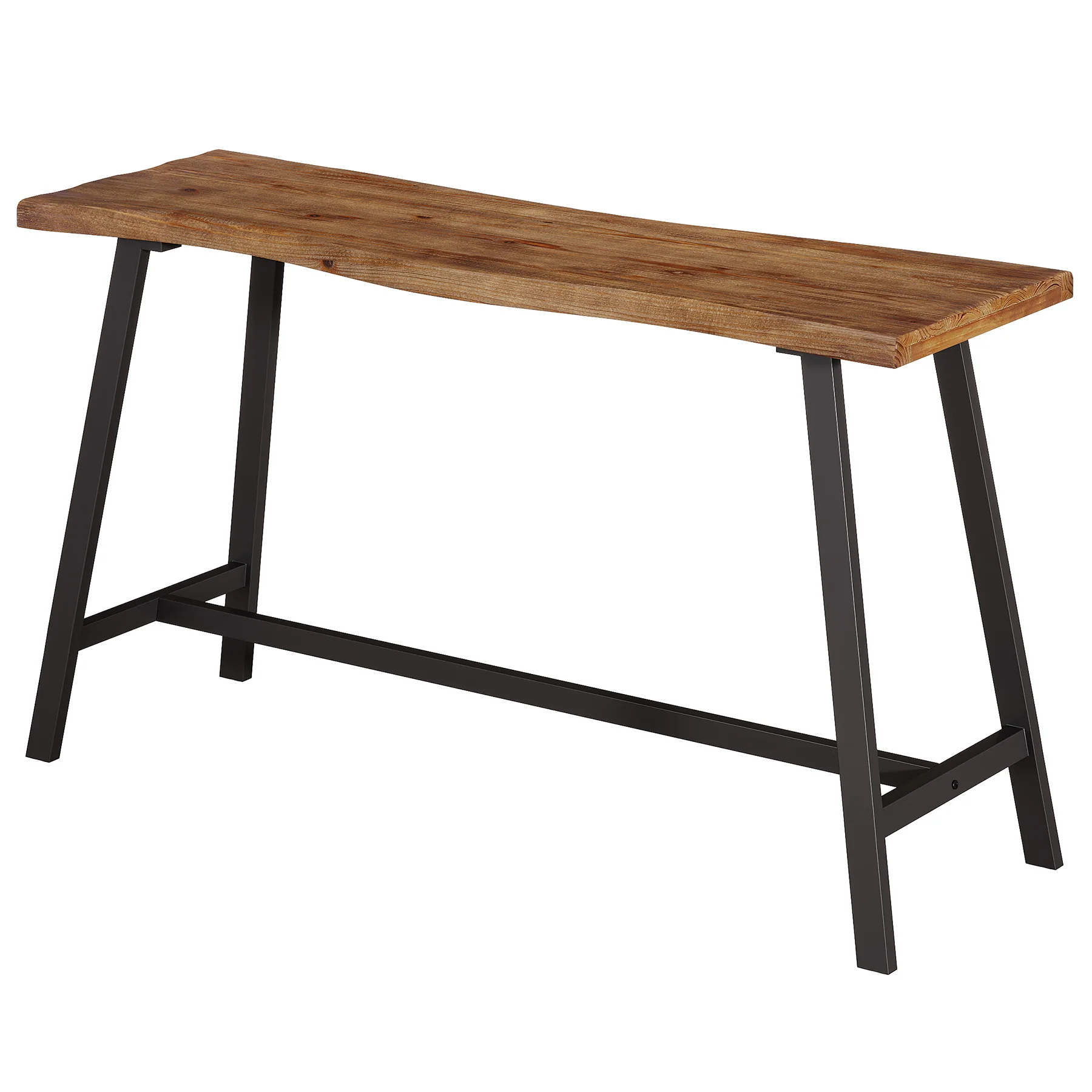 55 Inch Solid Wood Bar Table with Metal Frame and Footrest, Industrial Counter Height Pub Table for Kitchen - Image 11